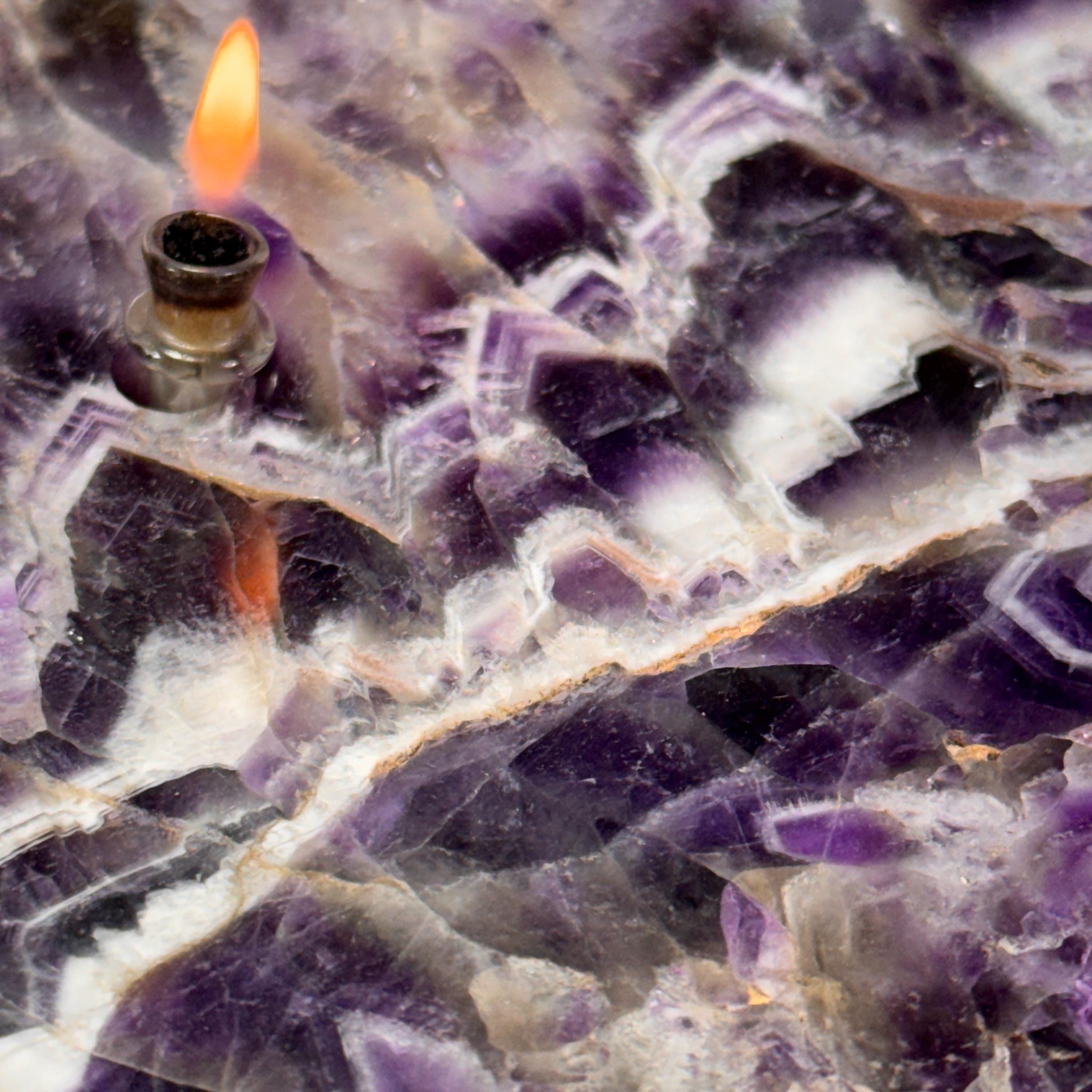 [shopname] - Rock oil lamp, Amethyst geode slab, rock decor