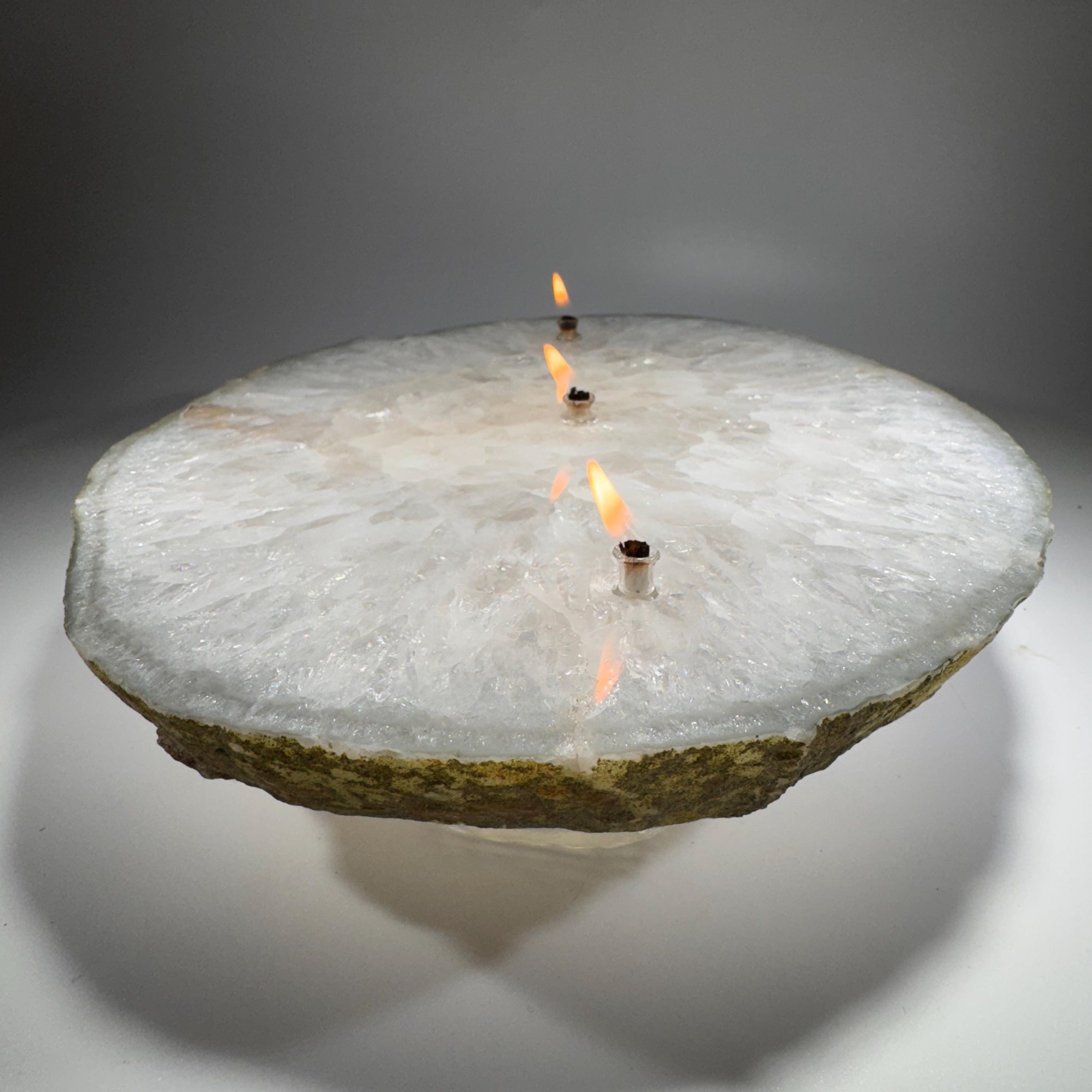 [shopname] - Rock Candle - Large Agate Slab, rock decor