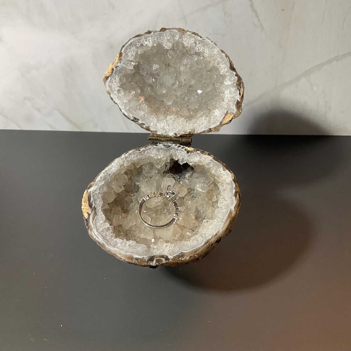 [shopname] - Large Geode ring box - extra quality | engagement ring box, geode ring box, geode jewelry box, unique gift box, wedding ring box, rock decor