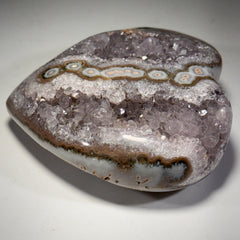 [shopname] - Amethyst Heart Carving | Polished Purple Crystal from Uruguay with stalactite eyes, rock decor
