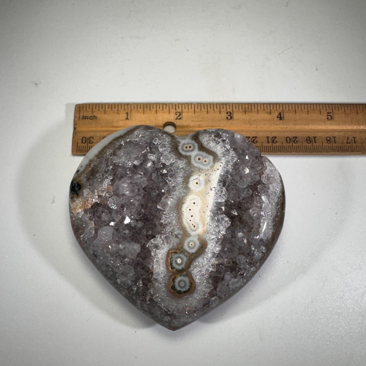 [shopname] - Amethyst Heart Carving, rock decor