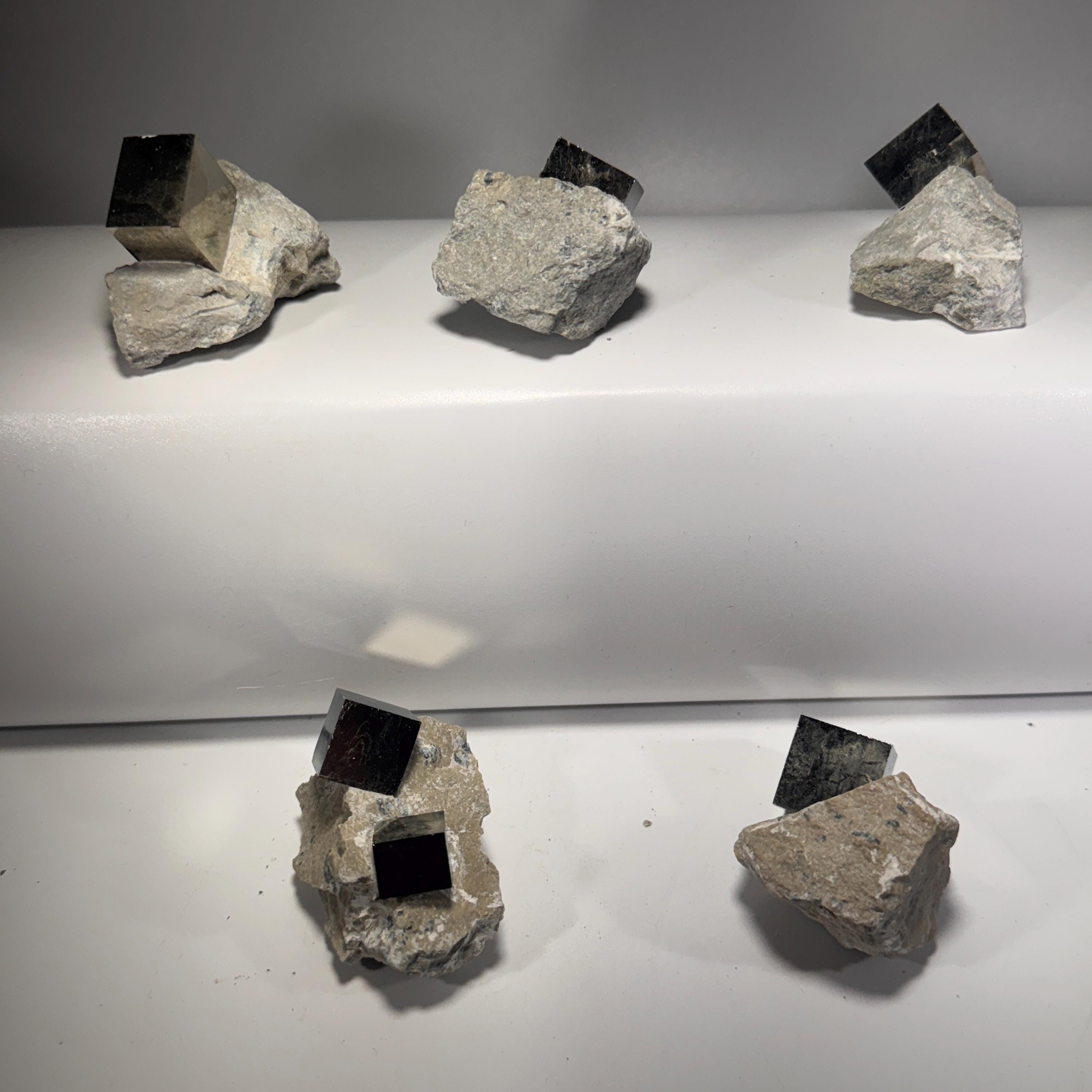 [shopname] - Medium size Pyrite cube crystals in Matrix, rock decor