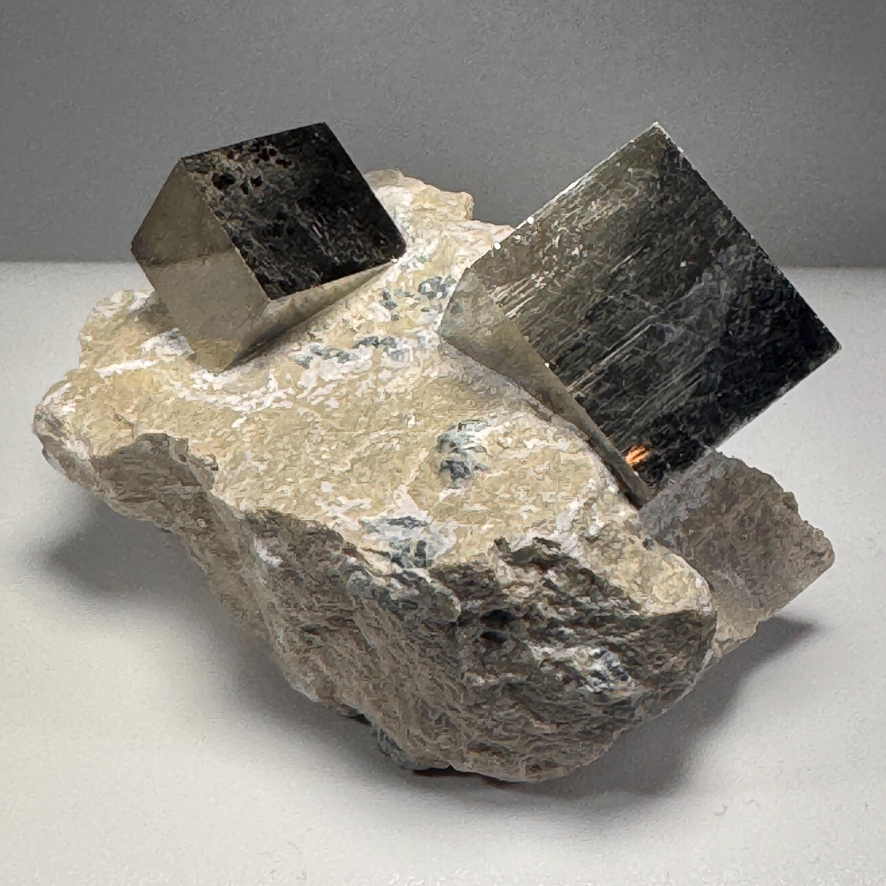 [shopname] - Medium size Pyrite cube crystals in Matrix, rock decor