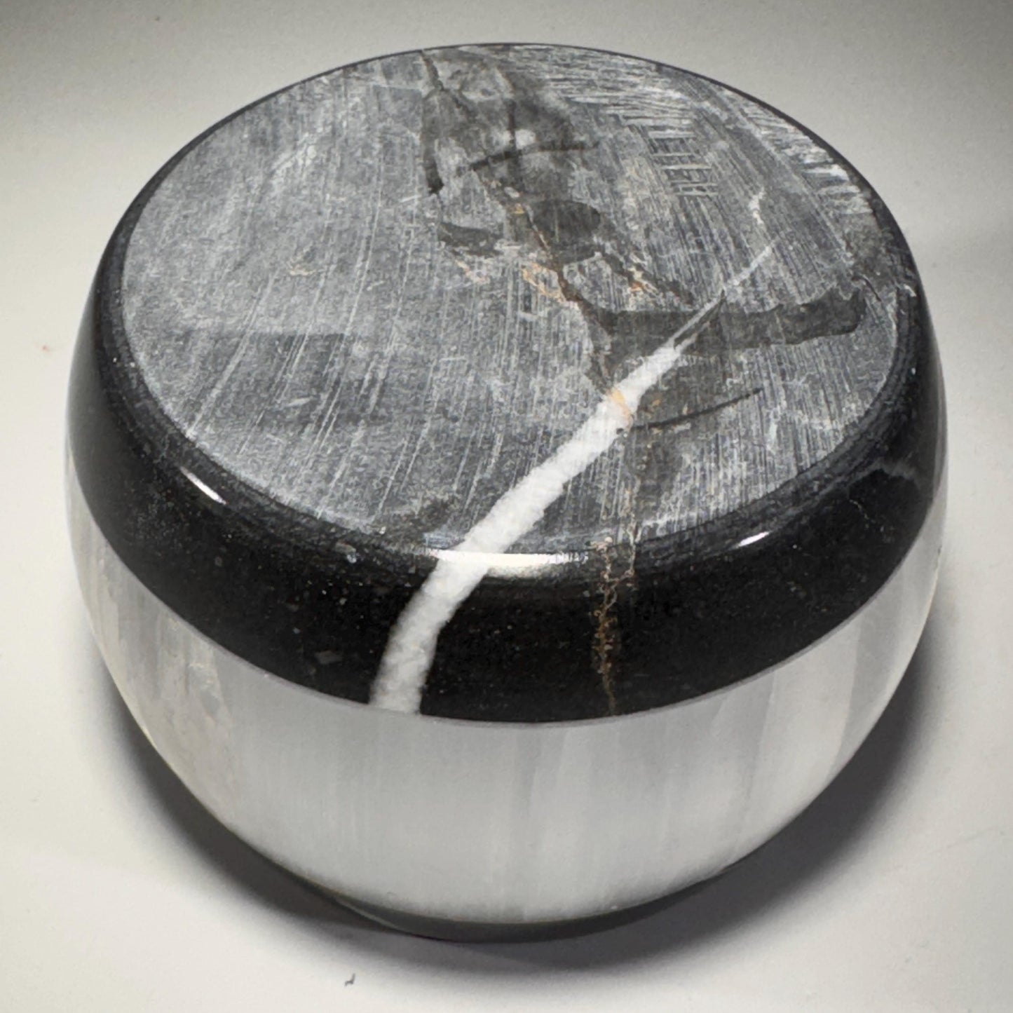 [shopname] - Selenite & Marble Tea Light Holder | Natural Stone Candle Centerpiece, rock decor