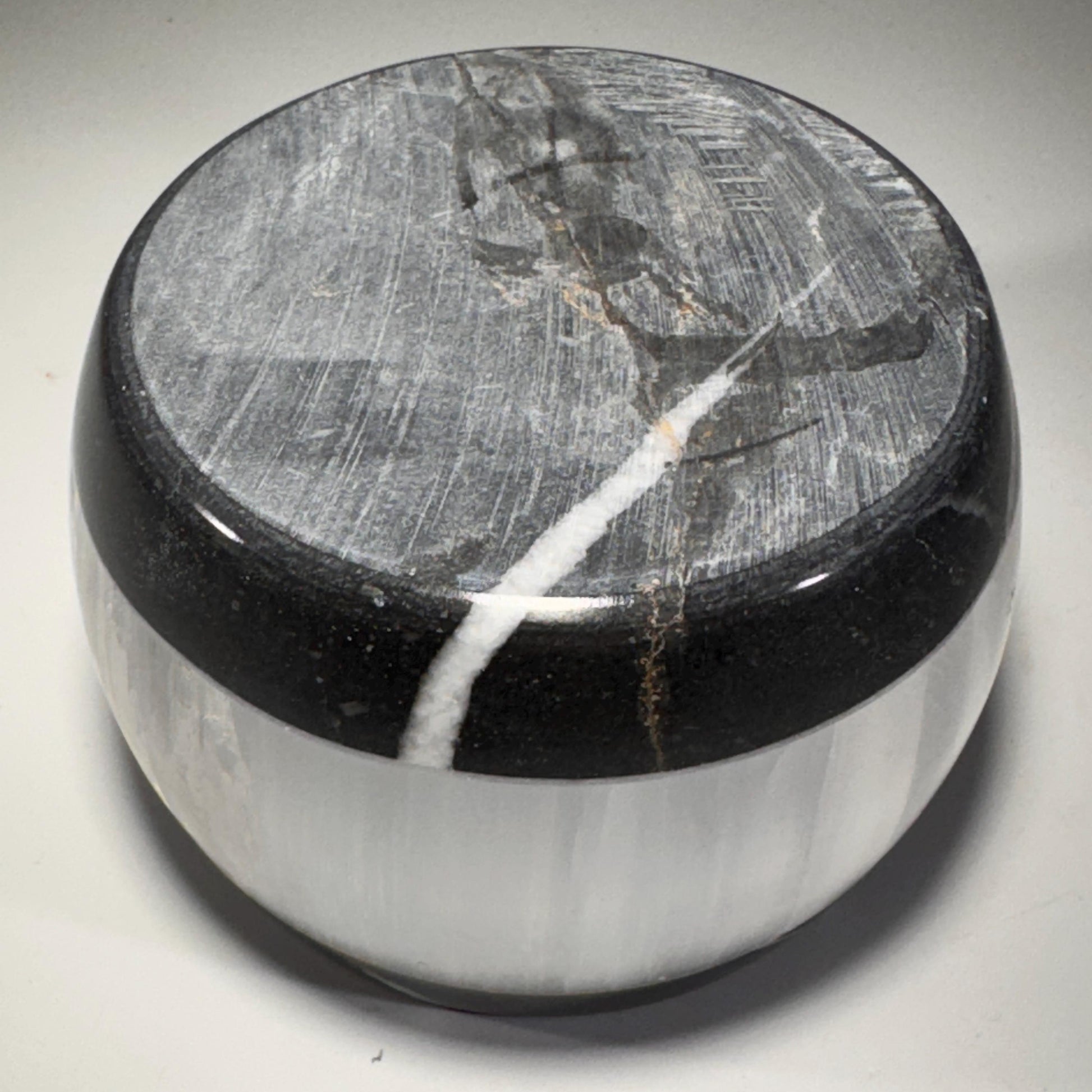 [shopname] - Selenite & Marble Tea Light Holder | Natural Stone Candle Centerpiece, rock decor