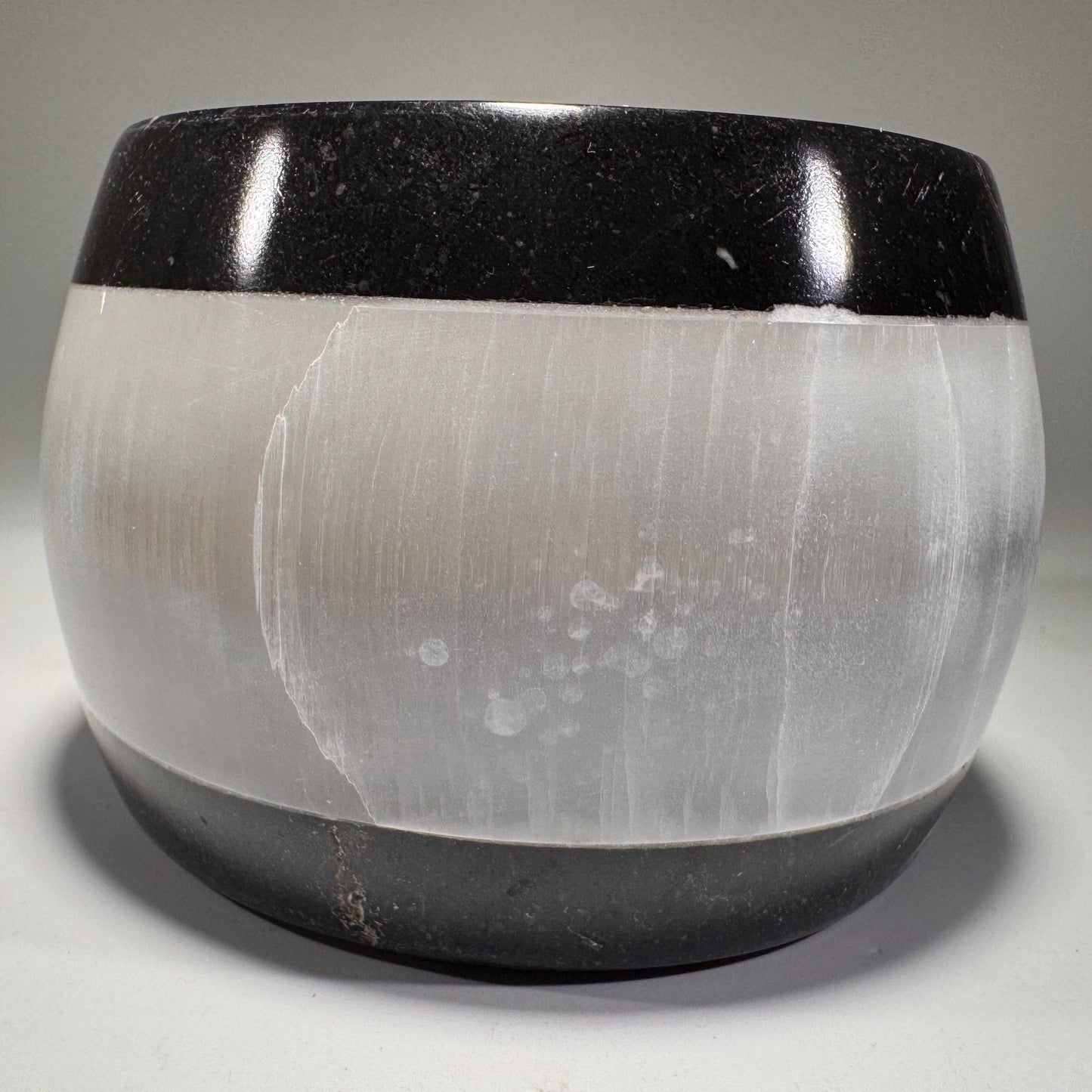 [shopname] - Selenite & Marble Tea Light Holder | Natural Stone Candle Centerpiece, rock decor