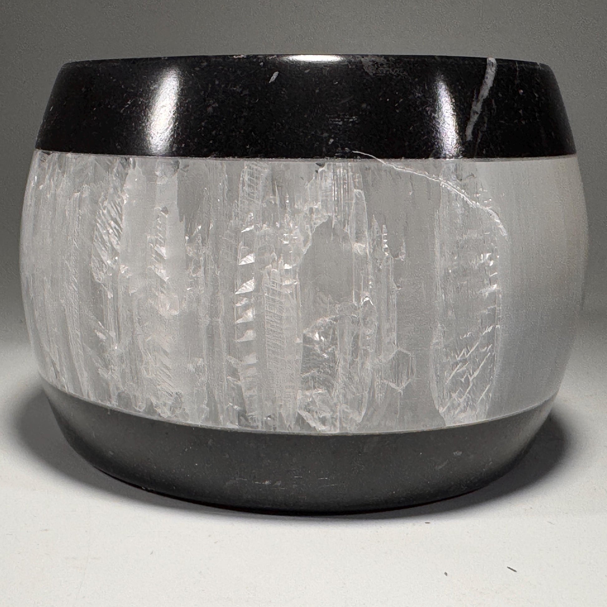[shopname] - Selenite & Marble Tea Light Holder | Natural Stone Candle Centerpiece, rock decor