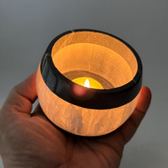 [shopname] - Selenite & Marble Tea Light Holder | Natural Stone Candle Centerpiece, rock decor