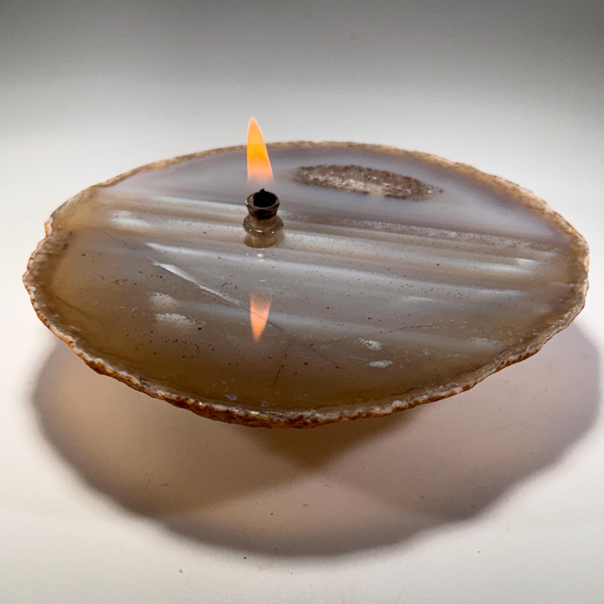 [shopname] - Agate Geode Oil Candle | Brazilian Slice Rock Lamp, Read Description, rock decor