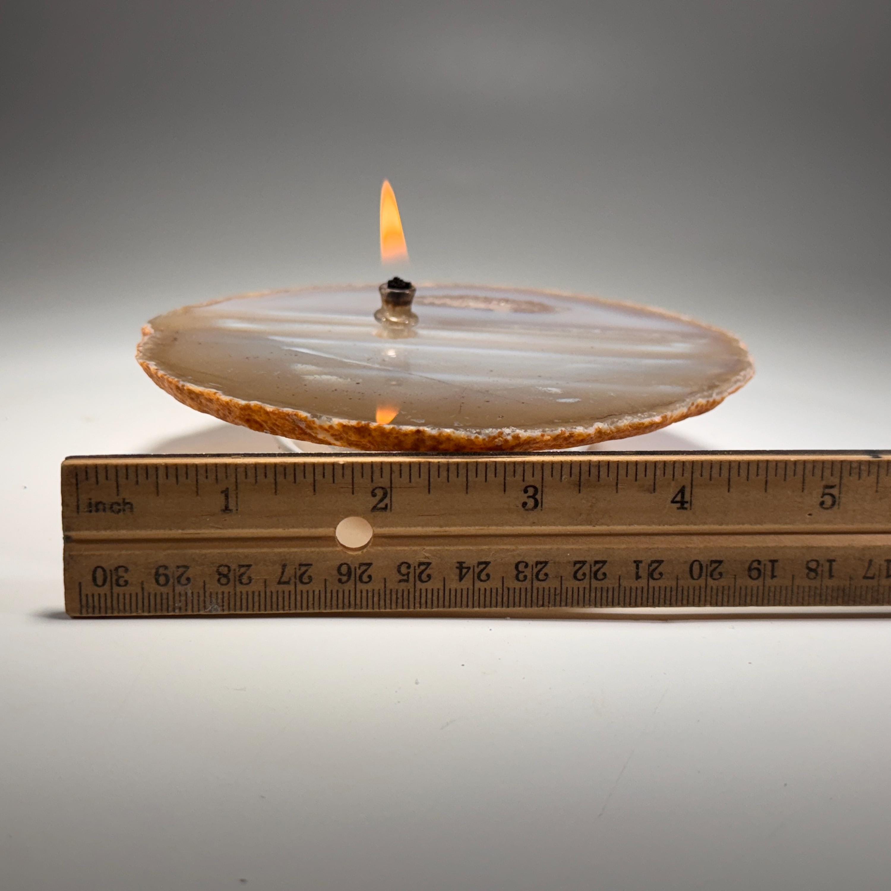 [shopname] - Agate Geode Oil Candle | Brazilian Slice Rock Lamp, Read Description, rock decor