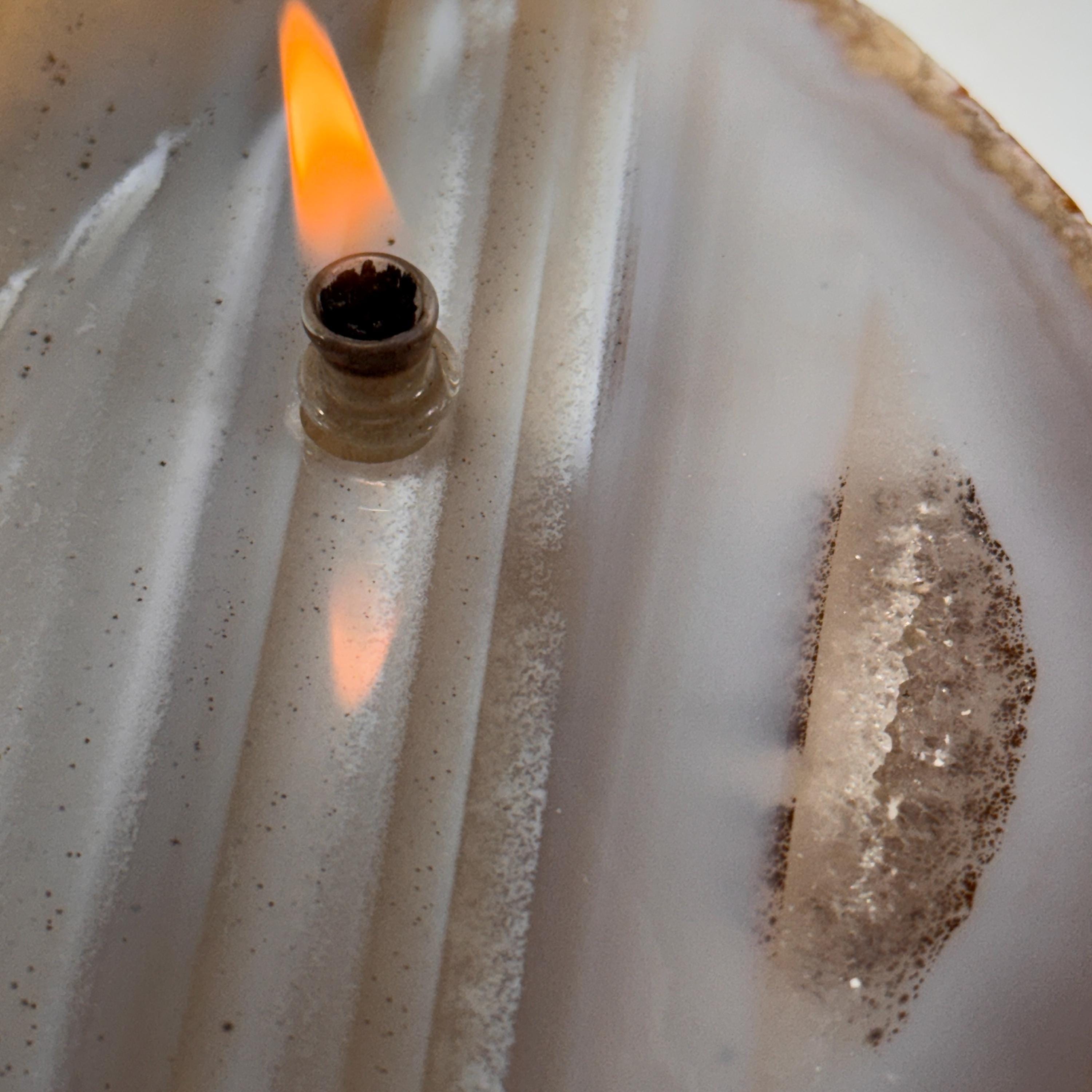 [shopname] - Agate Geode Oil Candle | Brazilian Slice Rock Lamp, Read Description, rock decor