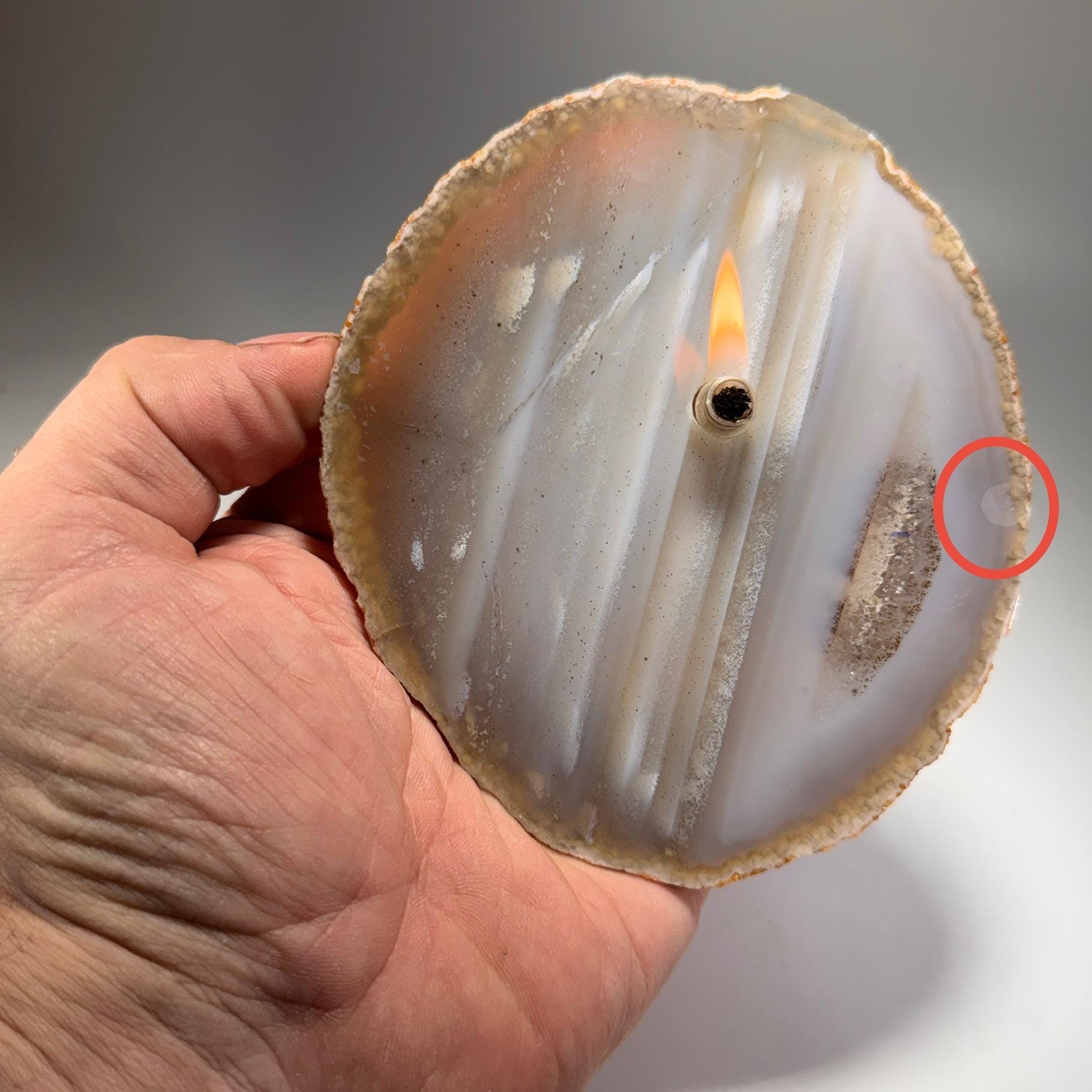 [shopname] - Agate Geode Oil Candle | Brazilian Slice Rock Lamp, Read Description, rock decor