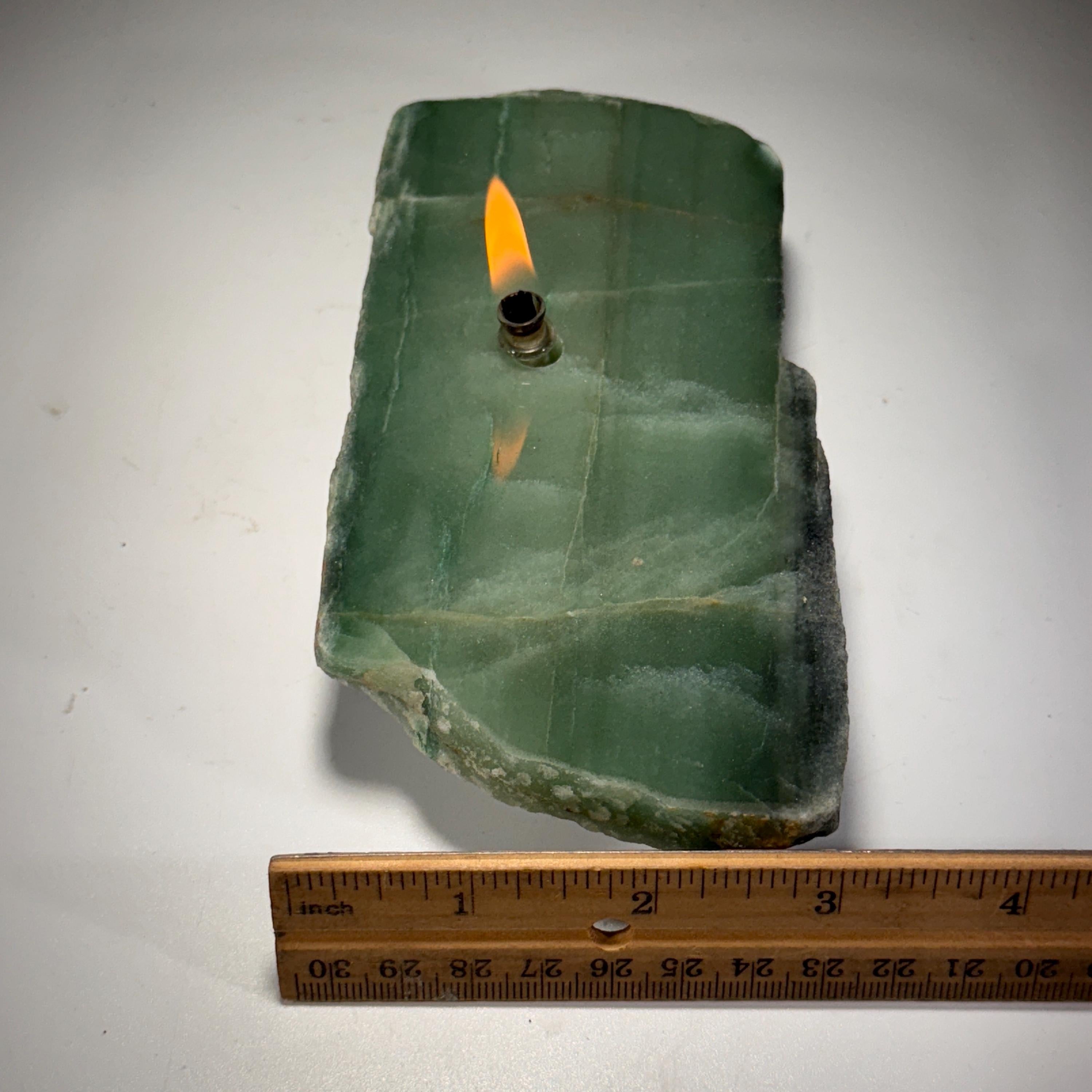 [shopname] - Rock Oil Candle - green quartz, rock decor