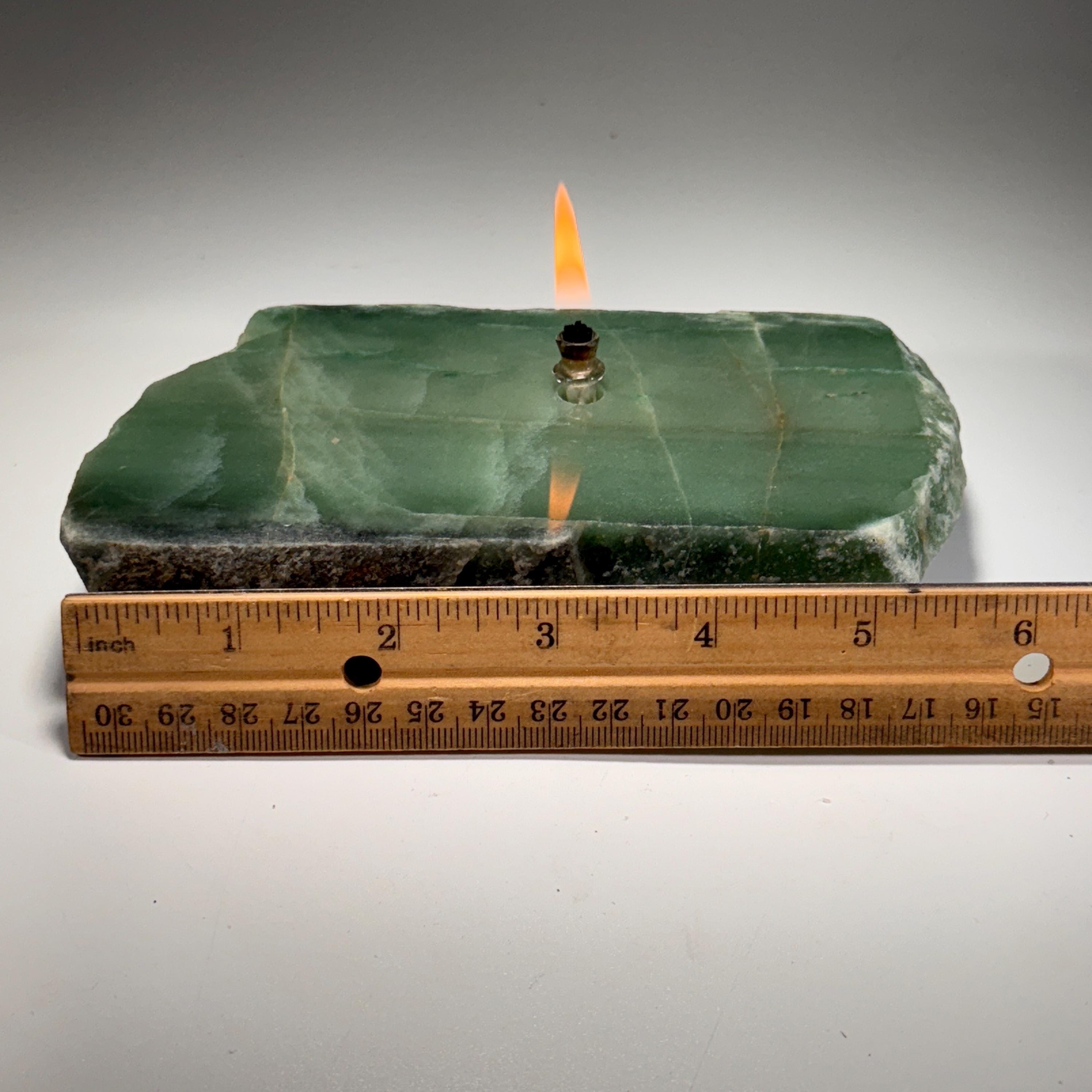[shopname] - Rock Oil Candle - green quartz, rock decor