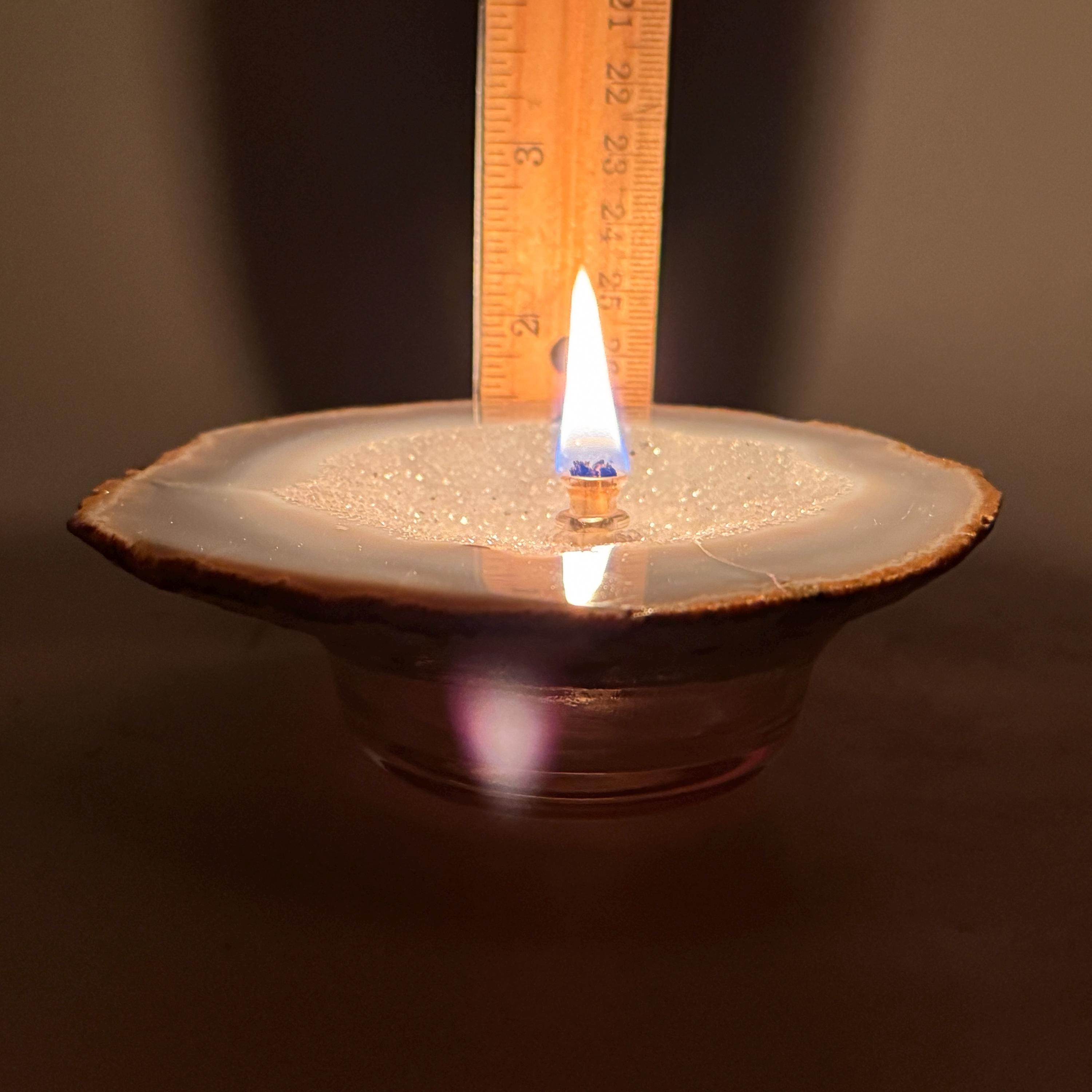 [shopname] - Agate Geode Oil Candle | Brazilian Druzy Agate Rock Lamp, rock decor