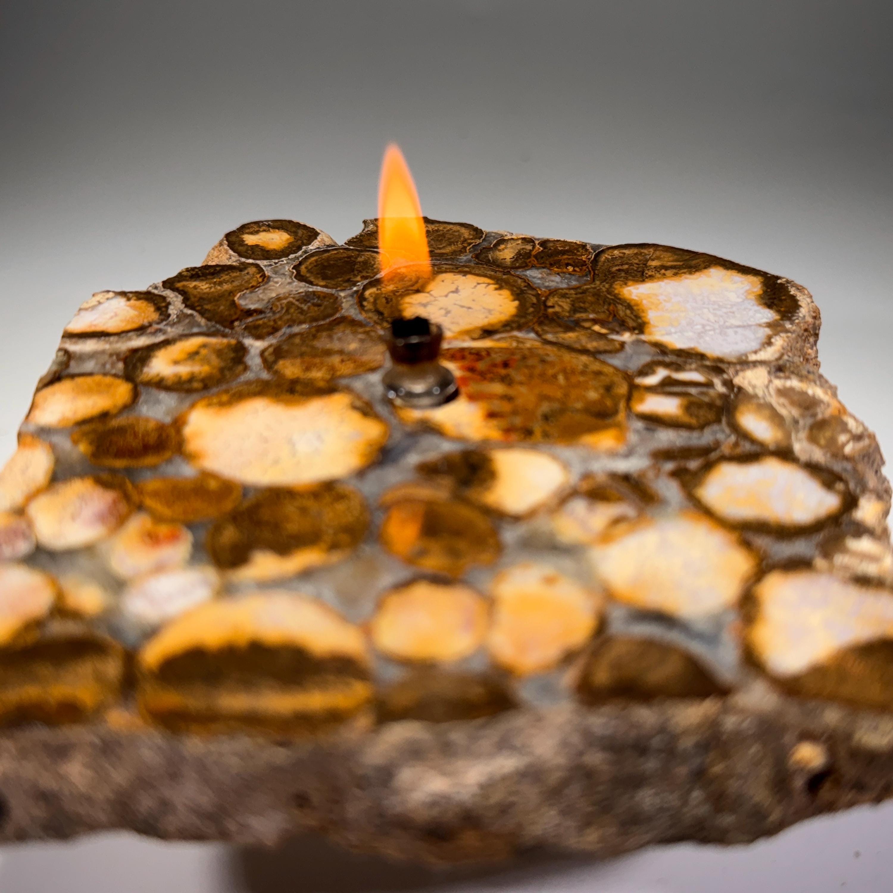[shopname] - Rock Candle - Spotted Agate, rock decor