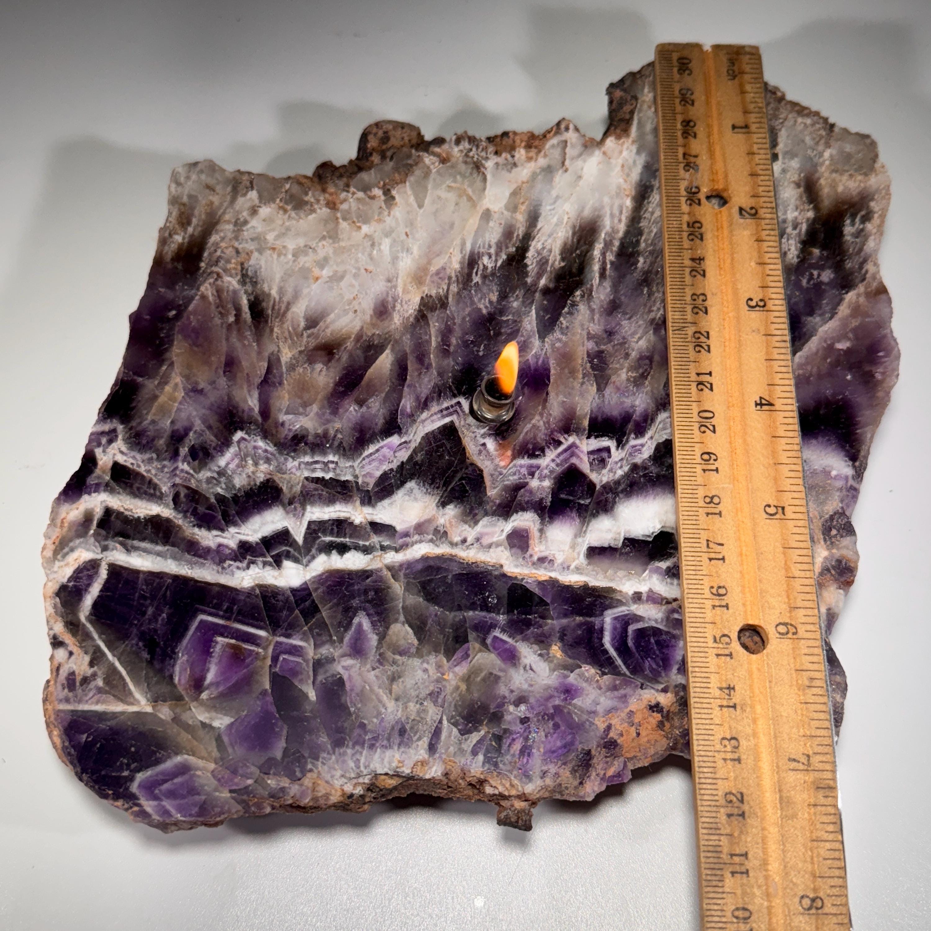 [shopname] - Rock oil lamp, Amethyst geode slab, rock decor