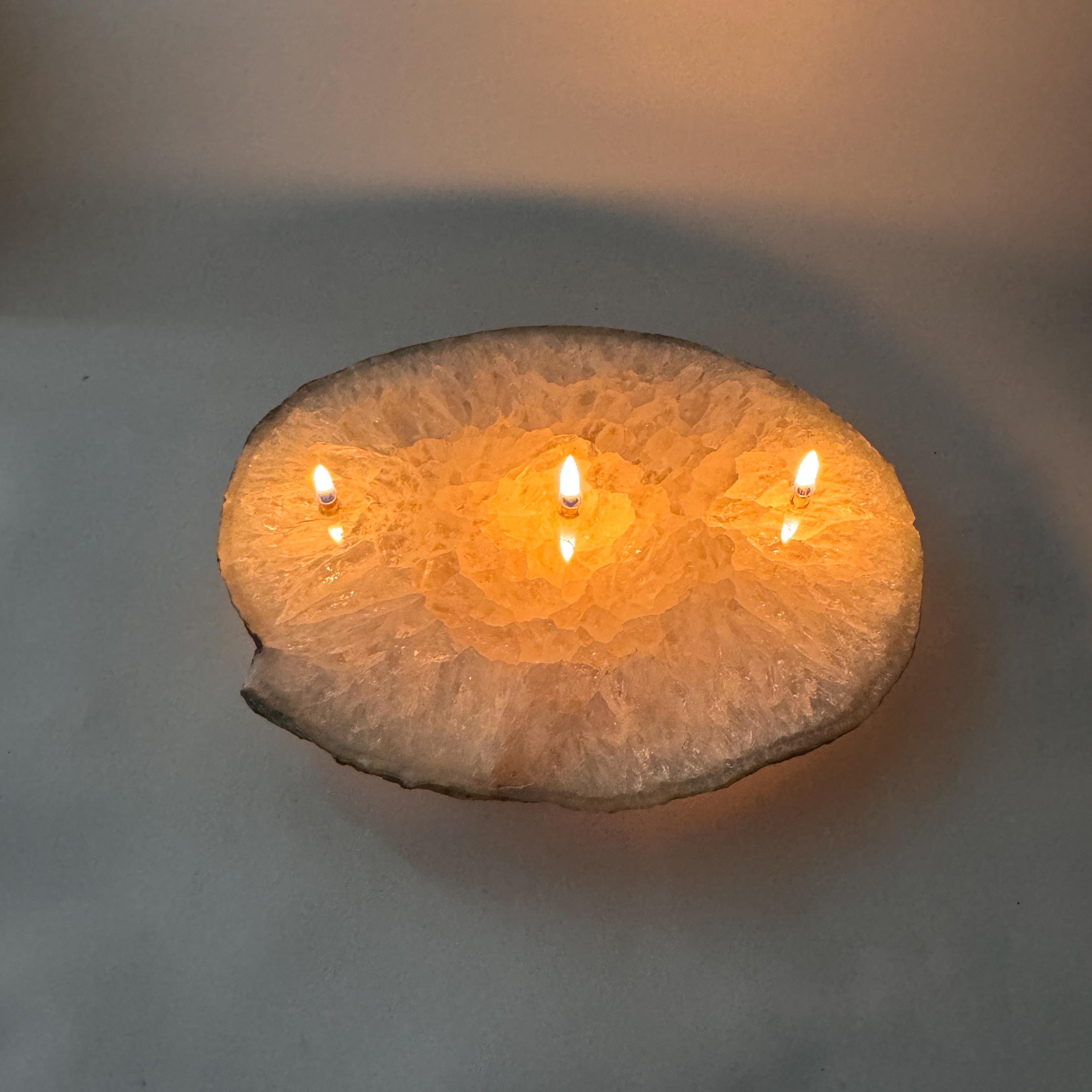 [shopname] - Rock Candle - Large Agate Slab, rock decor