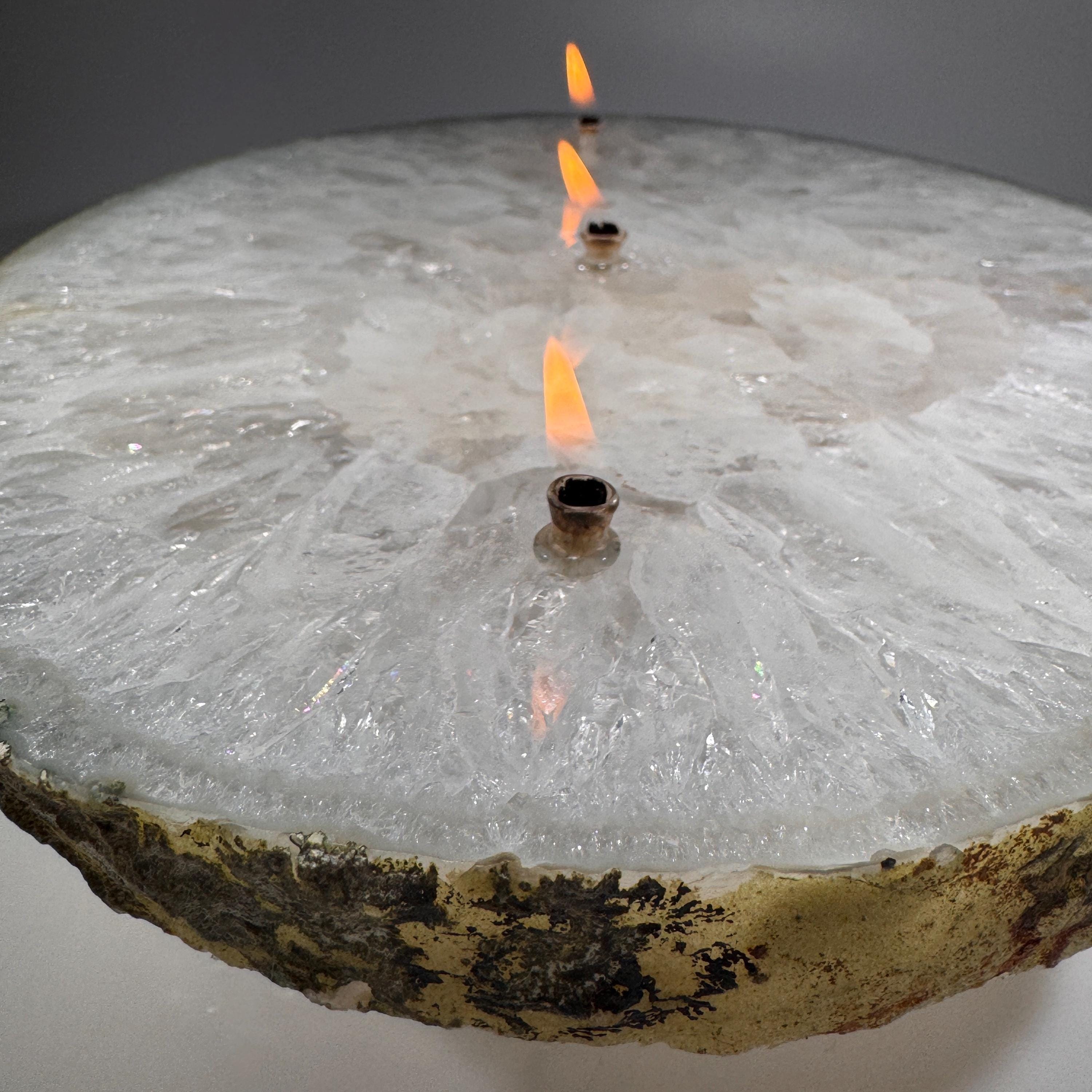 [shopname] - Rock Candle - Large Agate Slab, rock decor