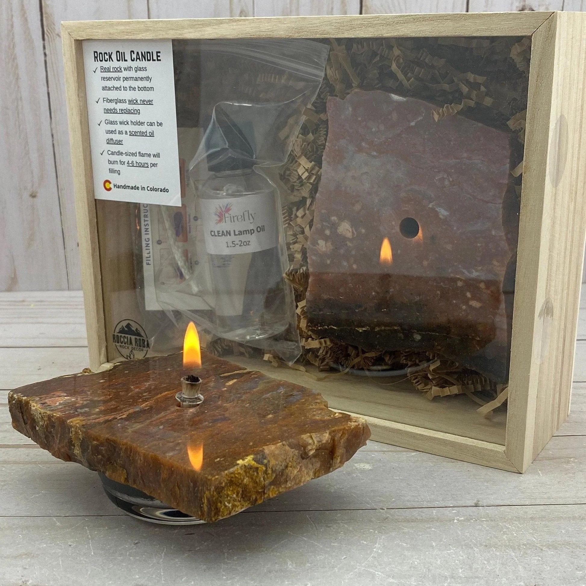 [shopname] - Red Jasper Rock Oil Candle Gift Box, rock decor