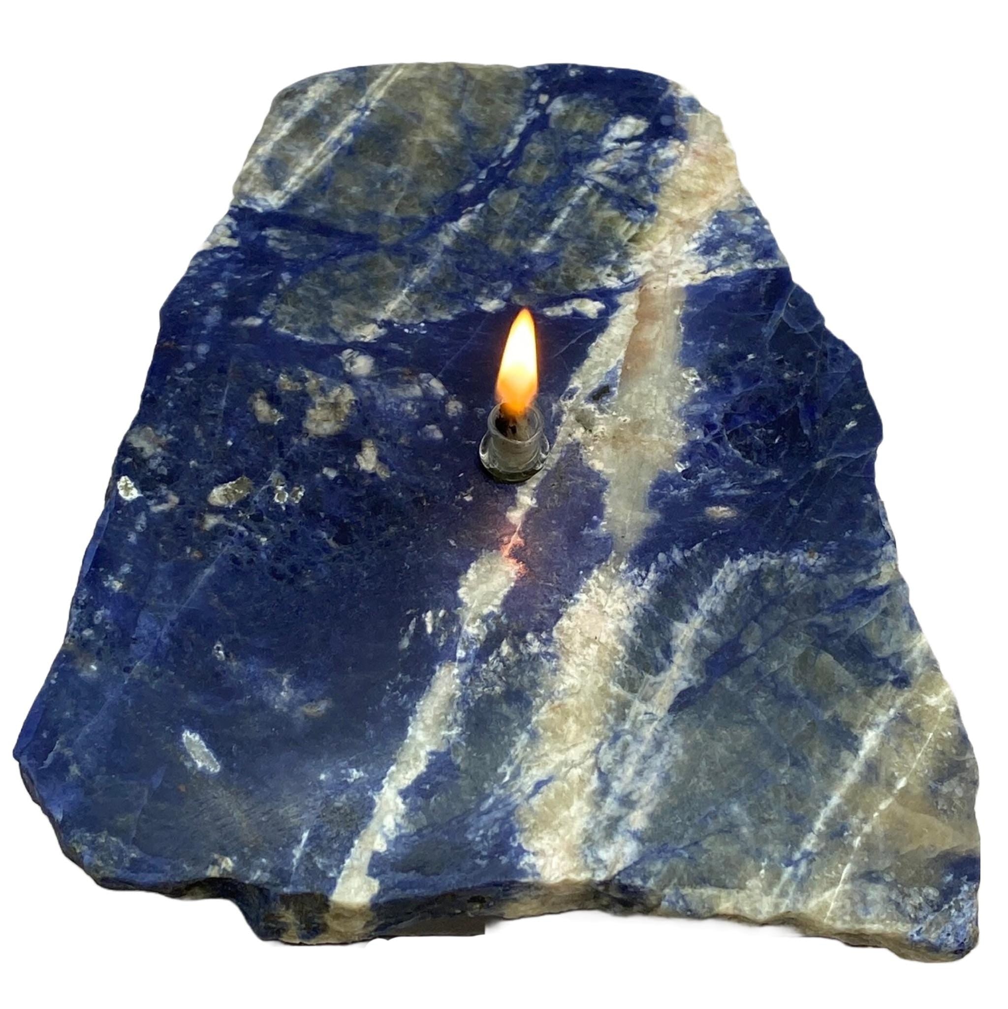 [shopname] - Sodalite Rock Oil Candle Gift Box, rock decor