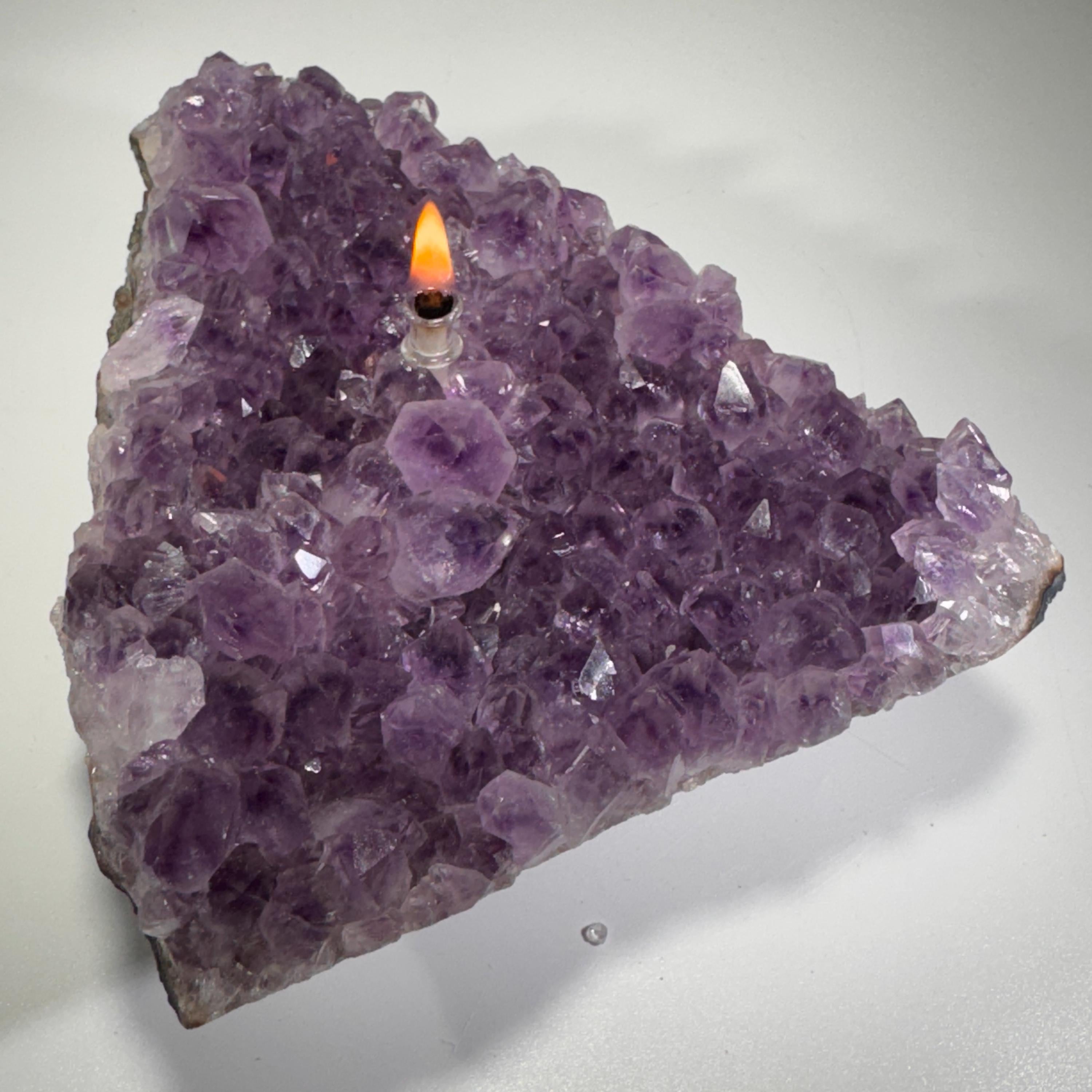 [shopname] - Rock oil lamp, Amethyst geode | Rustic Rock Home Decor, rock decor
