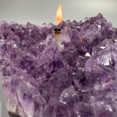 [shopname] - Rock oil lamp, Amethyst geode | Rustic Rock Home Decor, rock decor