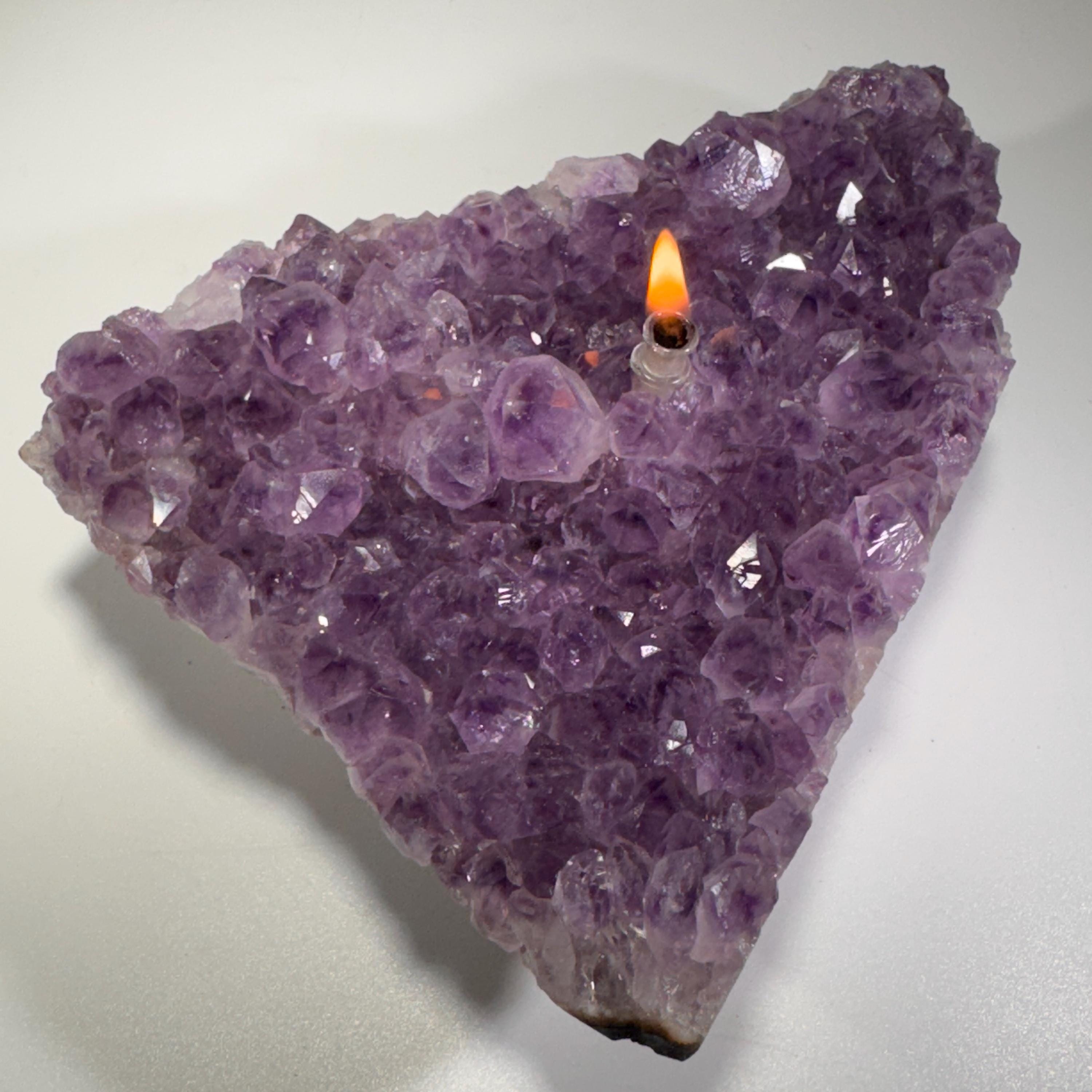 [shopname] - Rock oil lamp, Amethyst geode | Rustic Rock Home Decor, rock decor