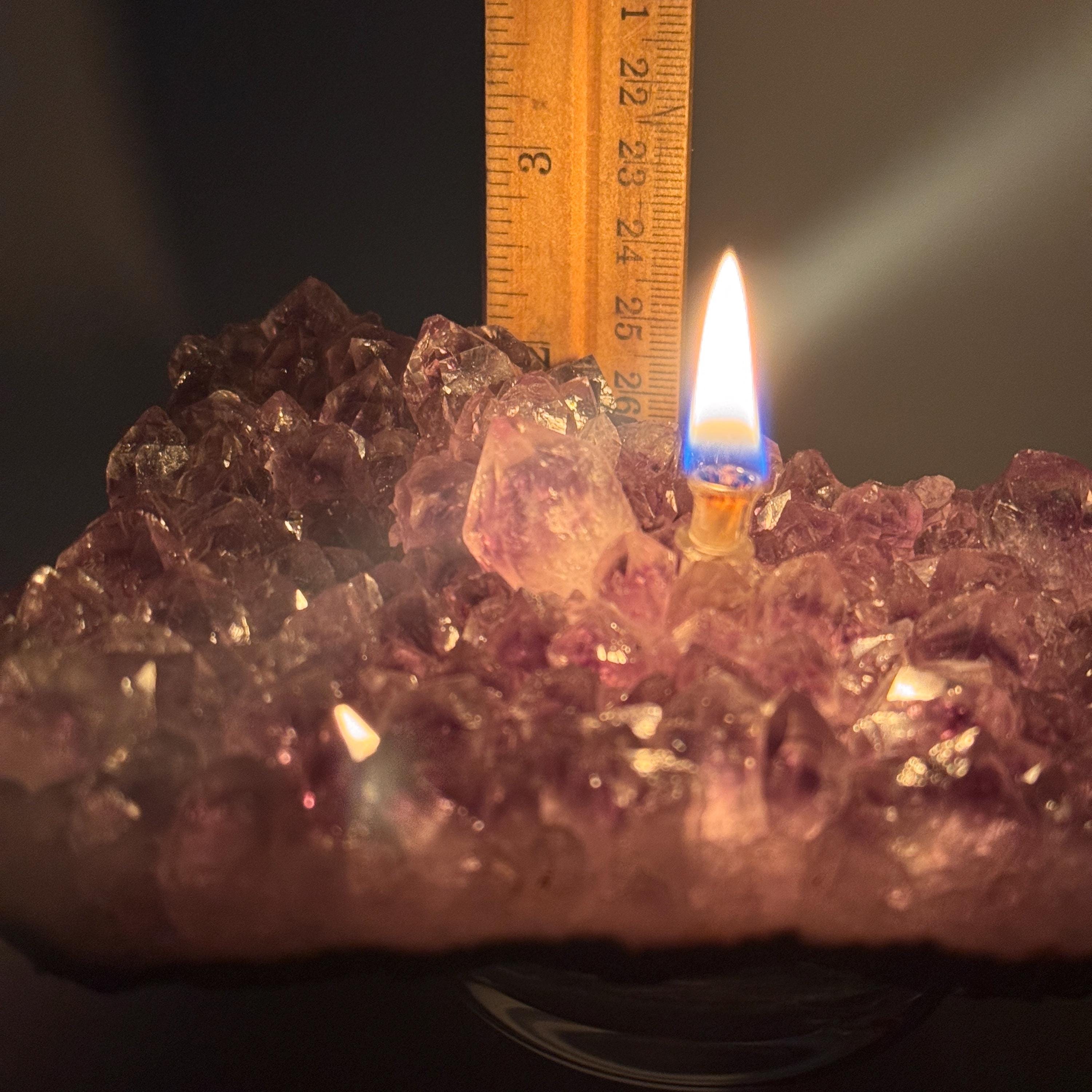 [shopname] - Rock oil lamp, Amethyst geode | Rustic Rock Home Decor, rock decor
