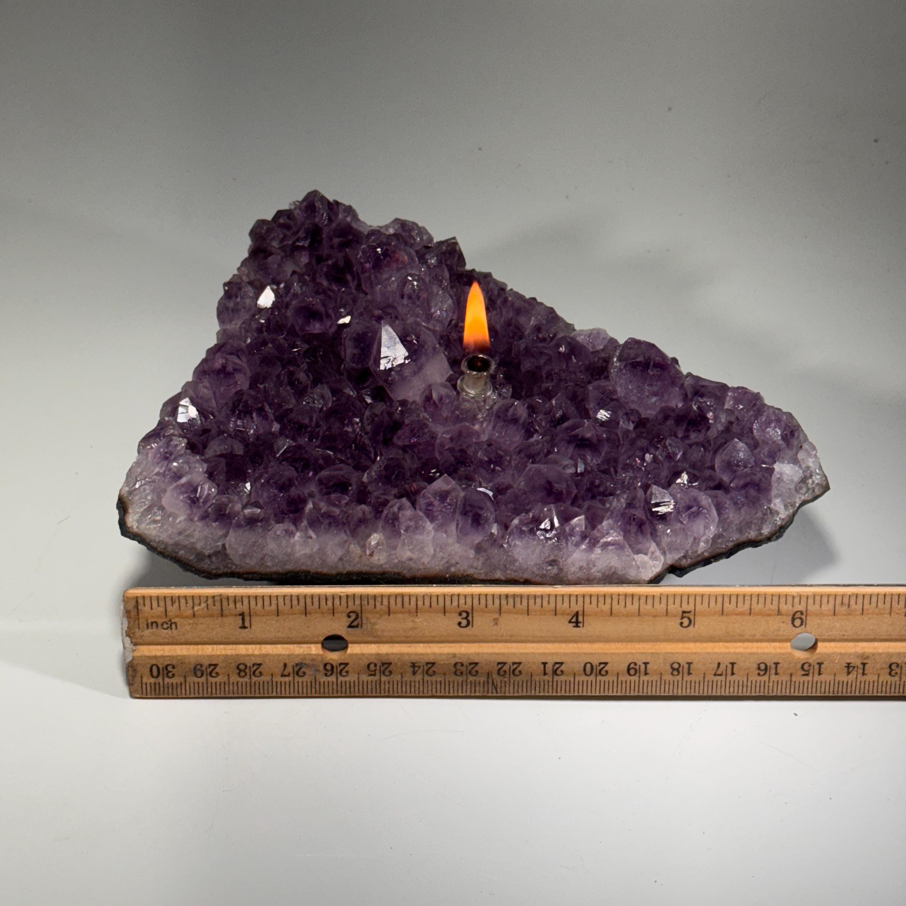 [shopname] - Rock oil lamp, Amethyst geode | Rustic Rock Home Decor, rock decor