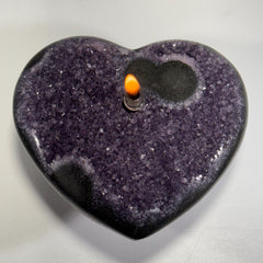 [shopname] - Amethyst Rock Candle, geode heart | Unique one-of-a-kind gift, rock decor