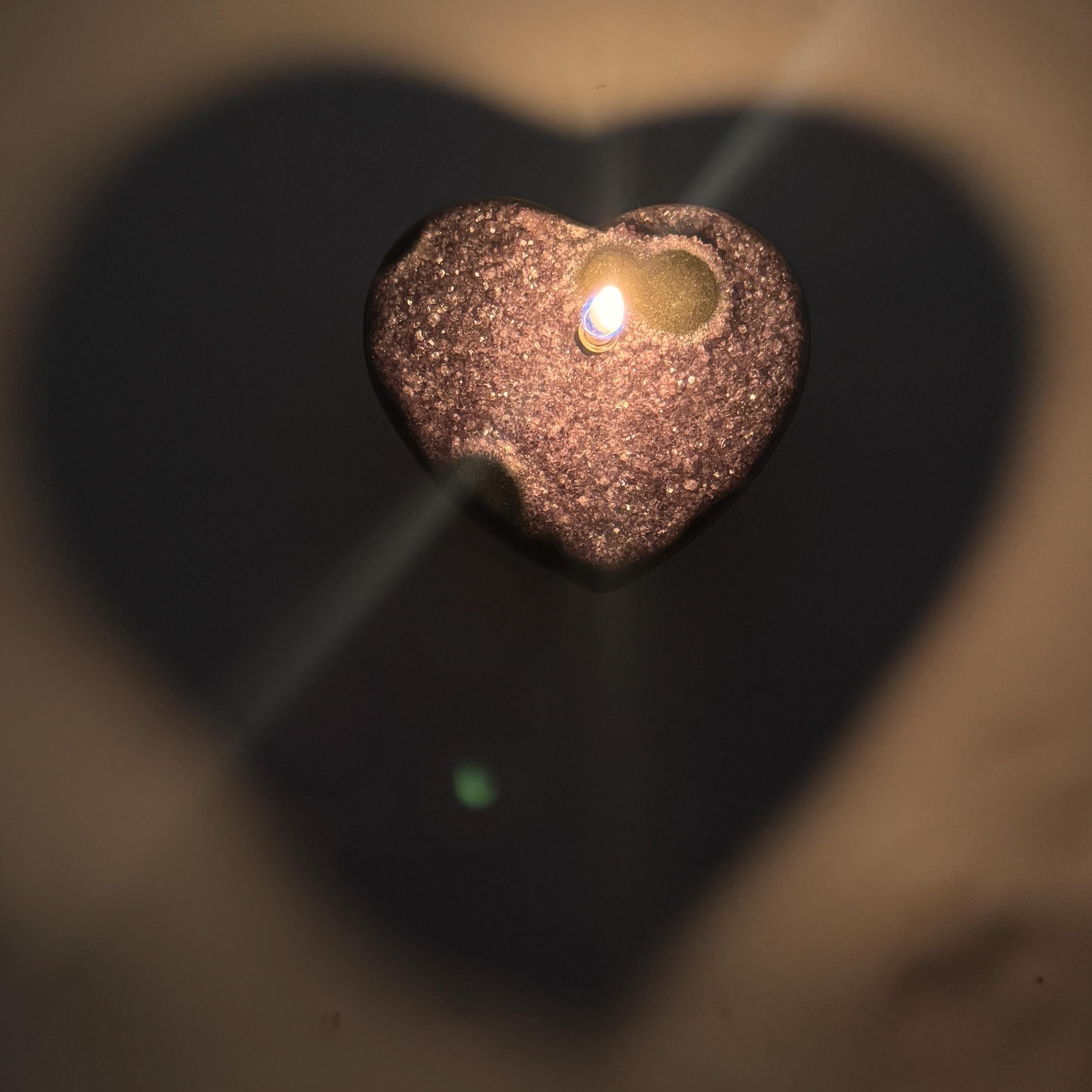 [shopname] - Amethyst Rock Candle, geode heart | Unique one-of-a-kind gift, rock decor