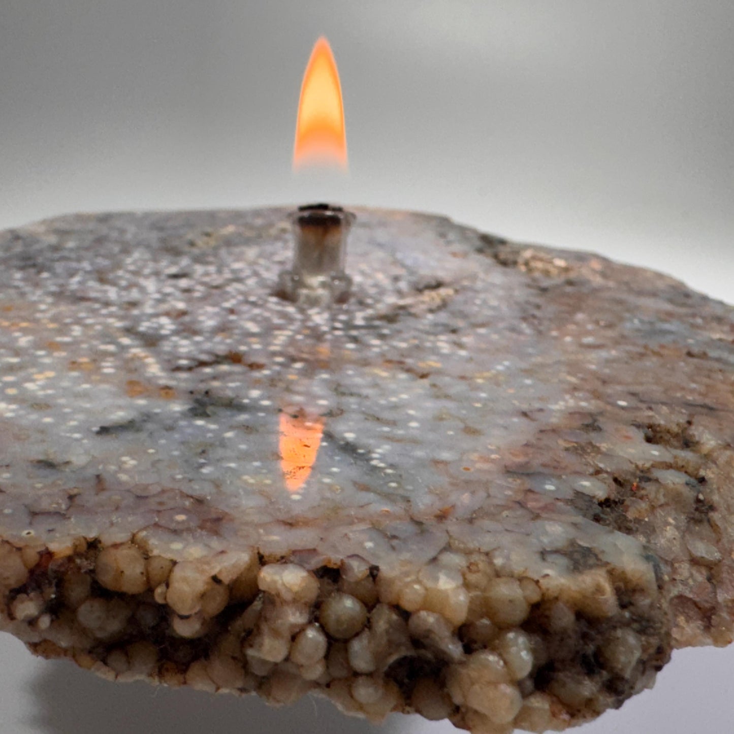 [shopname] - Rock Candle gift box - grape agate slab, rock decor