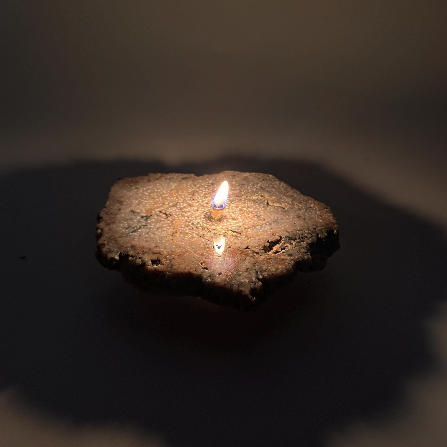 [shopname] - Rock Candle gift box - grape agate slab, rock decor