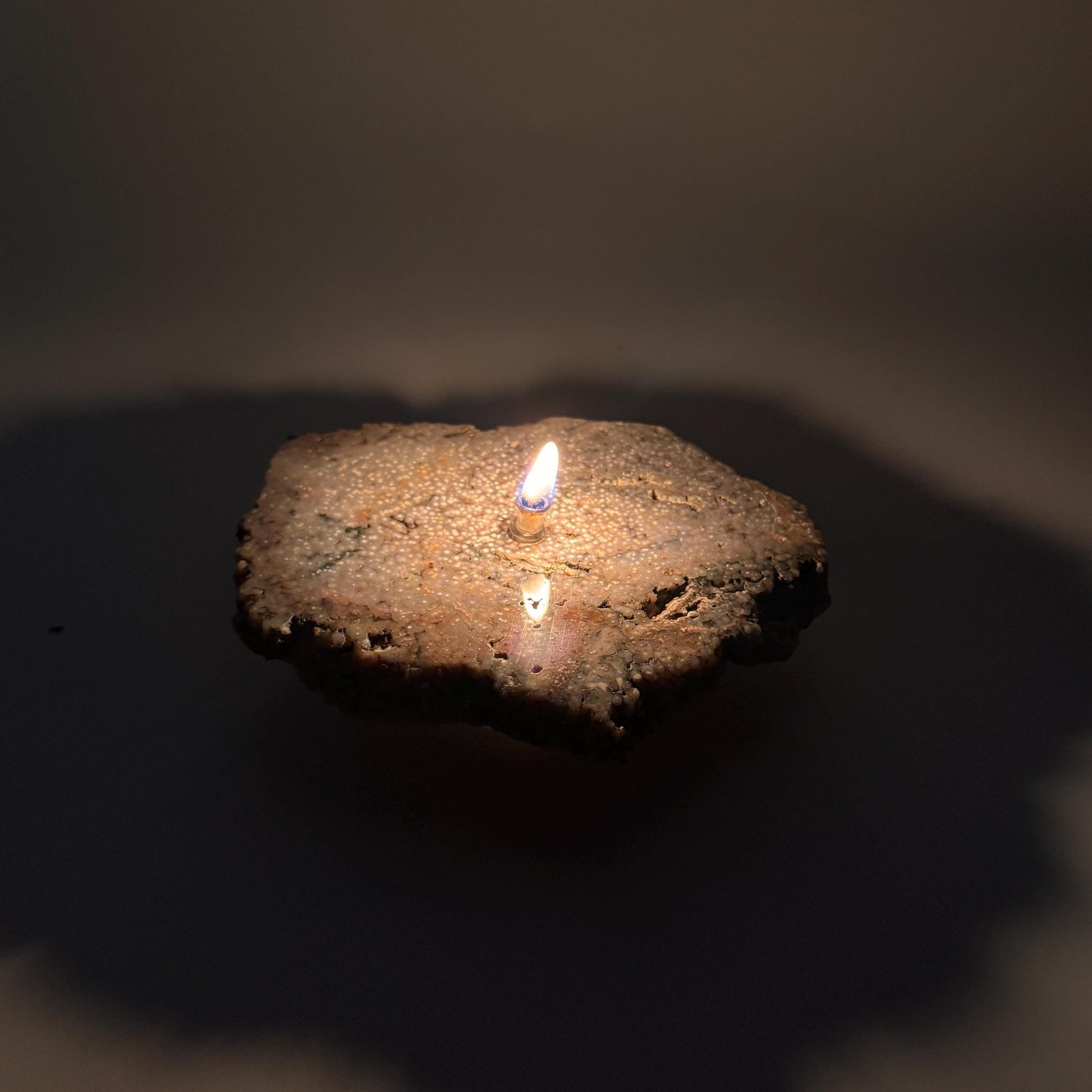[shopname] - Rock Candle gift box - grape agate slab, rock decor