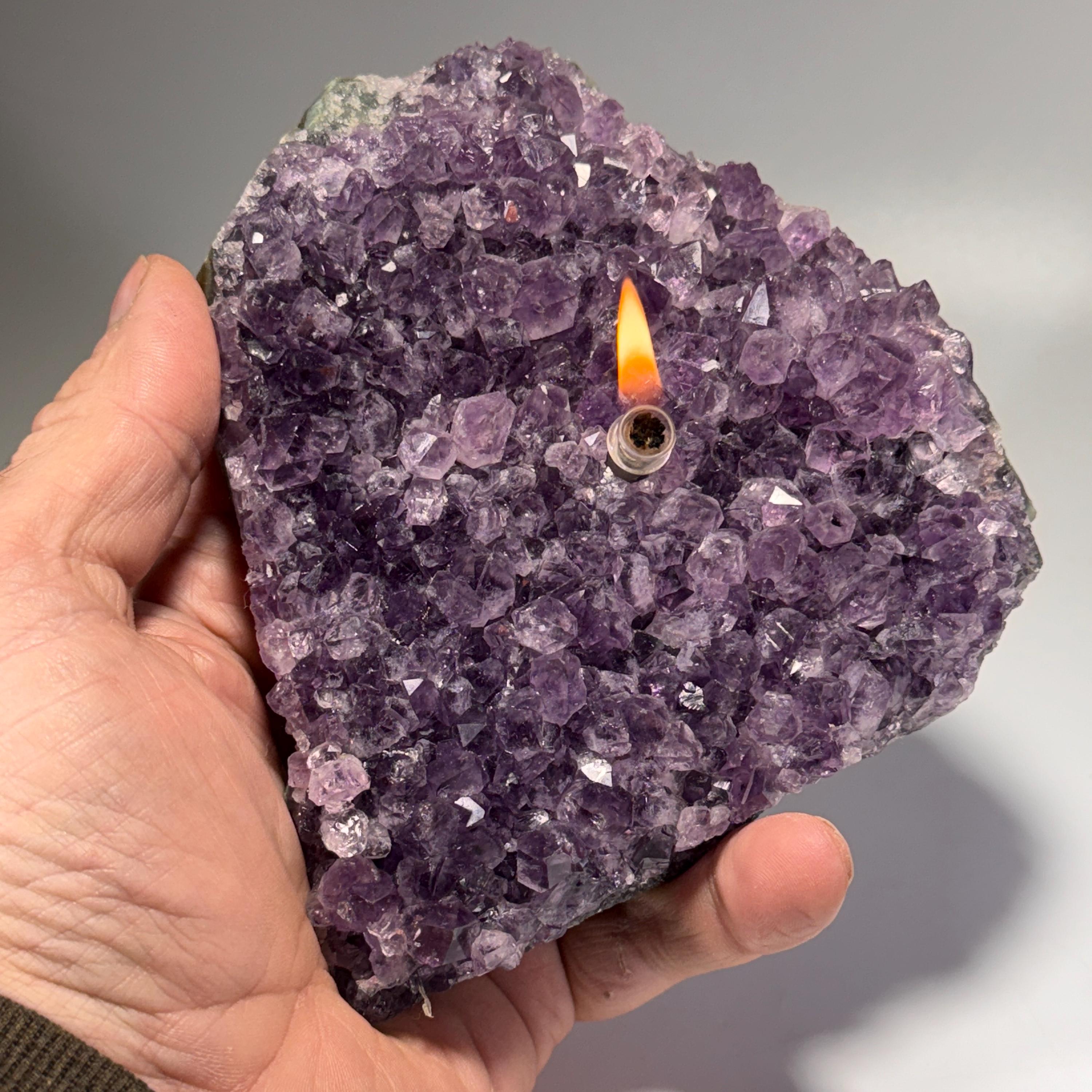 [shopname] - Rock oil lamp, Amethyst geode, rock decor