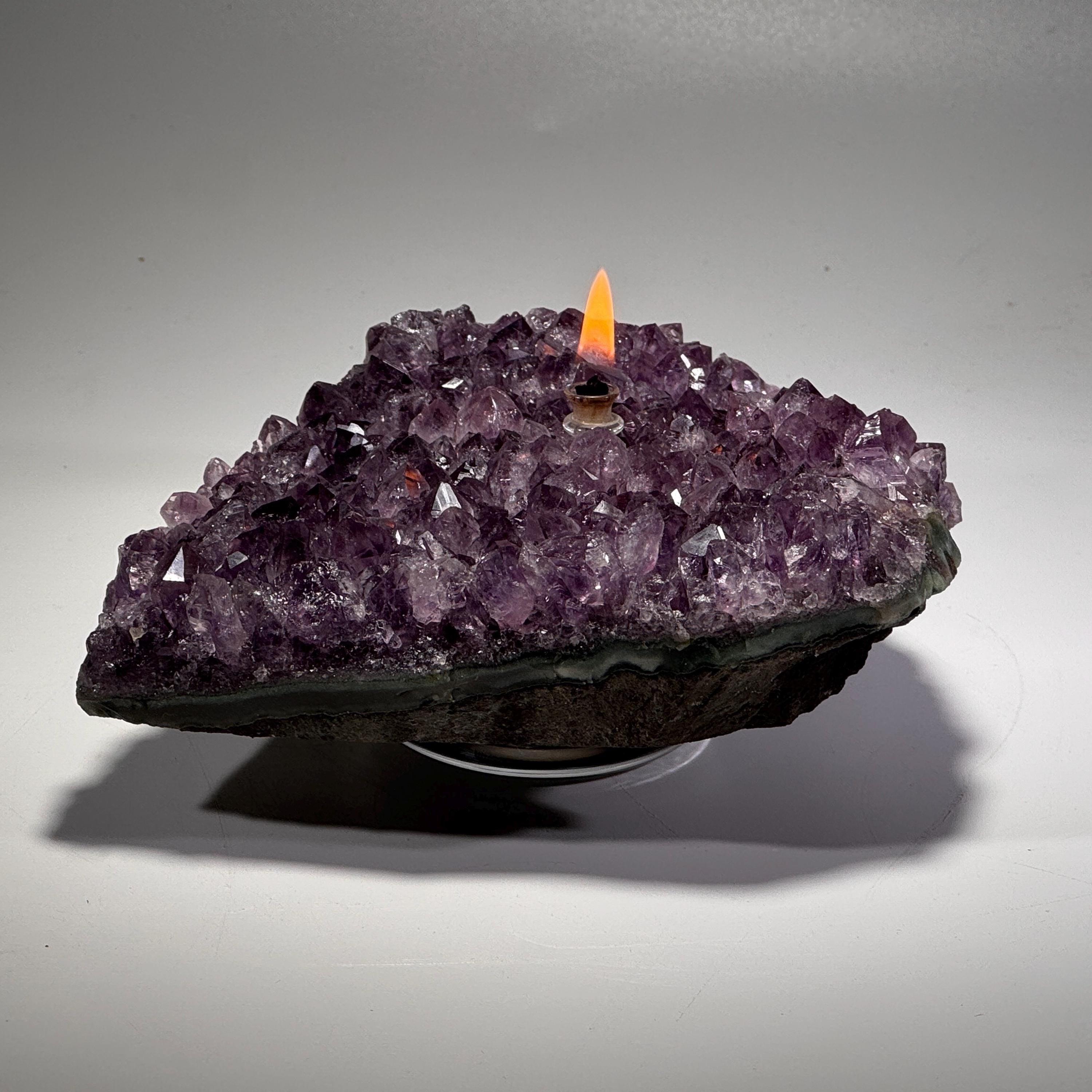 [shopname] - Rock oil lamp, Amethyst geode, rock decor