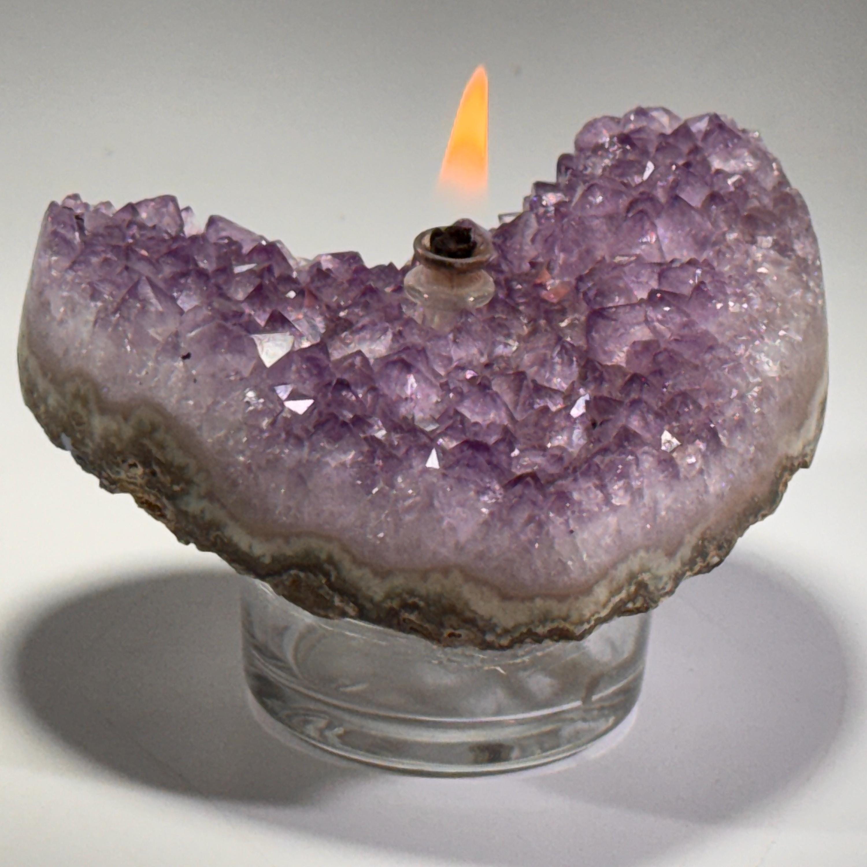 [shopname] - Amethyst Rock Candle, geode heart | Rustic Home Rock Decor, rock decor
