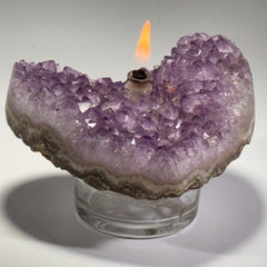 [shopname] - Amethyst Rock Candle, geode heart | Rustic Home Rock Decor, rock decor