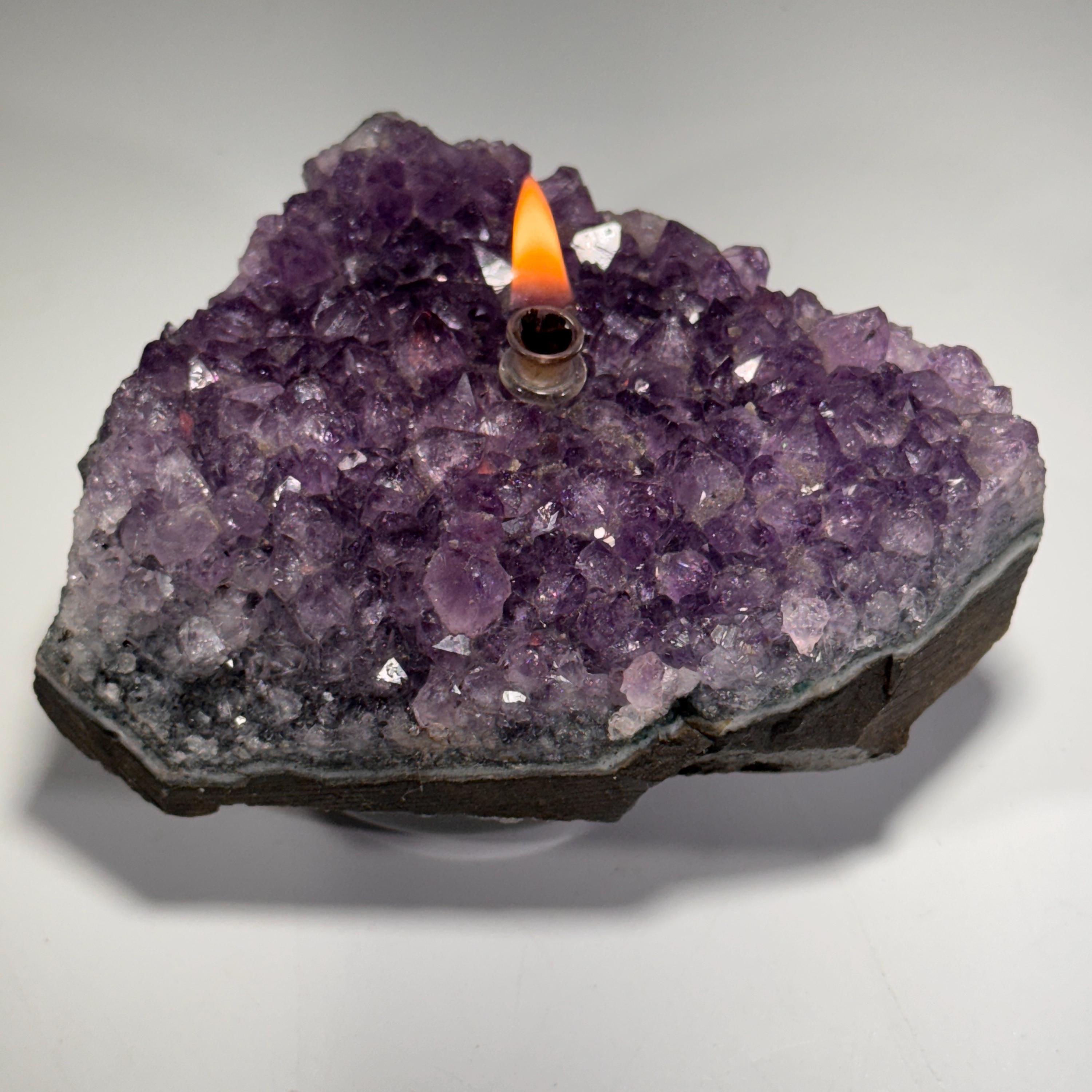 [shopname] - Rock oil lamp, Amethyst geode | Home Rock Decor, rock decor