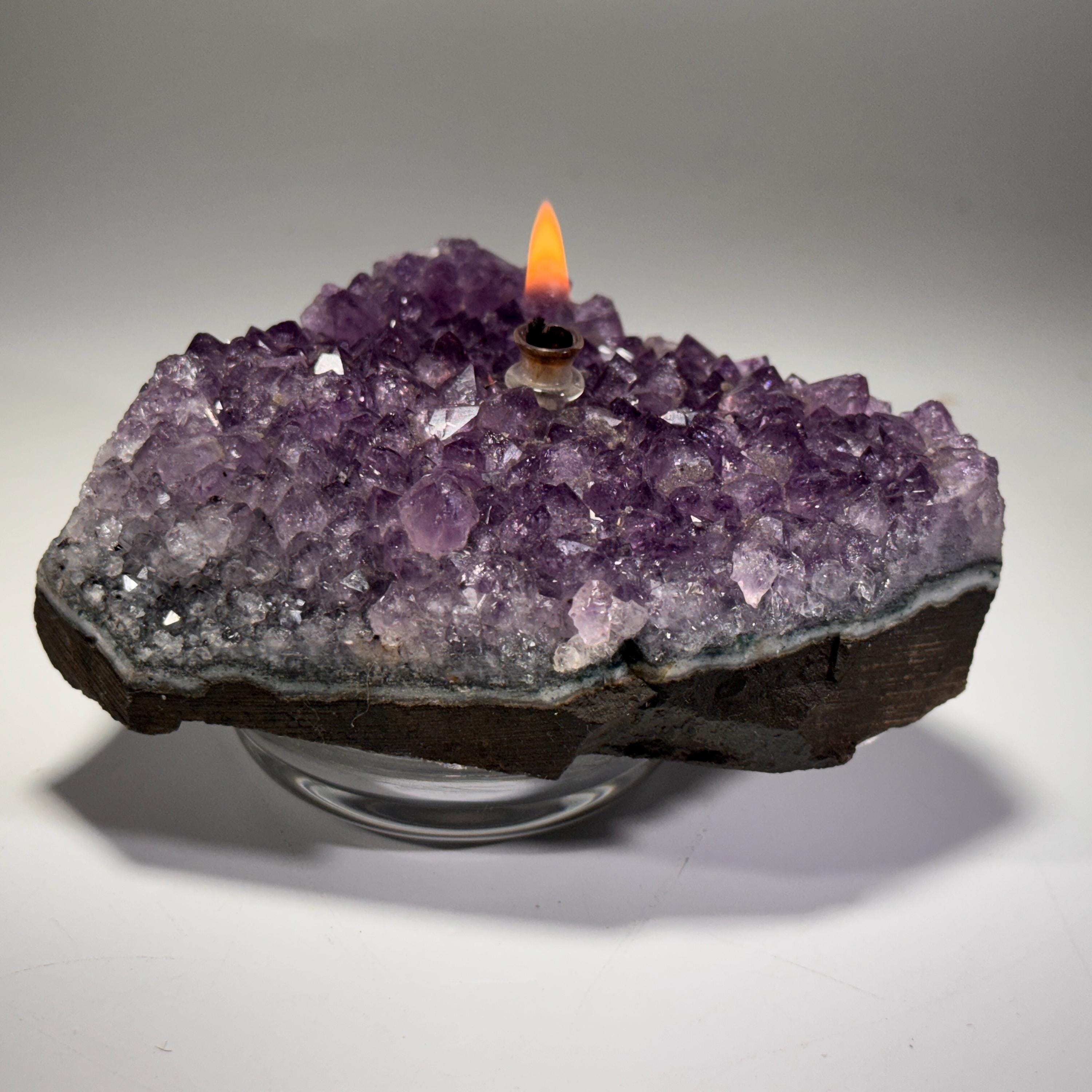 [shopname] - Rock oil lamp, Amethyst geode | Home Rock Decor, rock decor