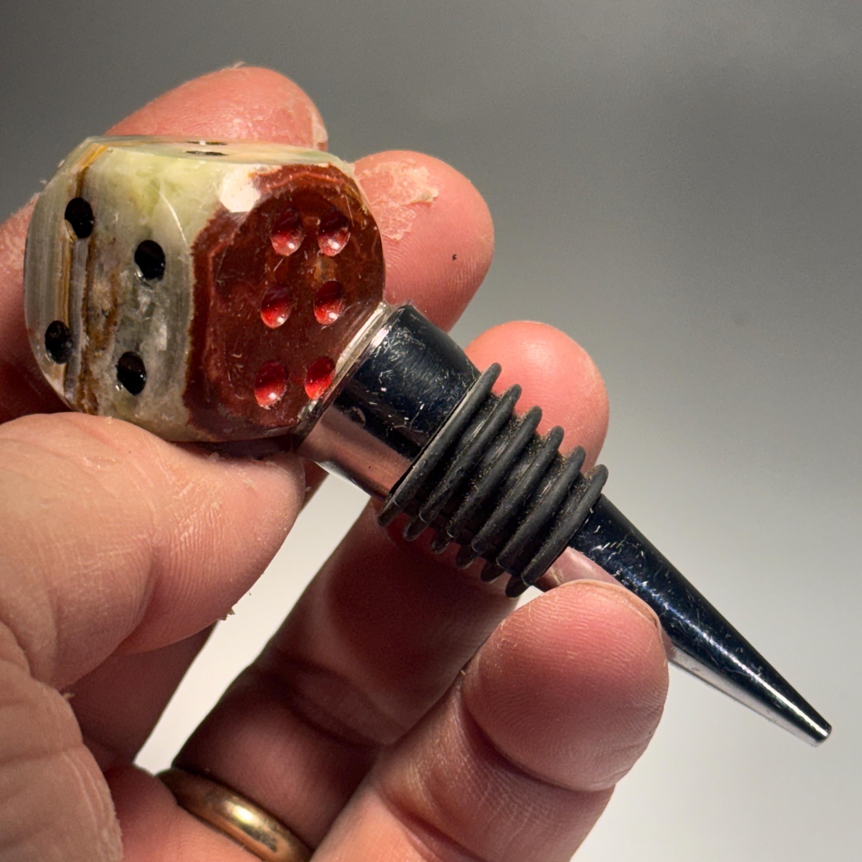 [shopname] - Crystal Bottle Stopper | Carved Onyx Die, rock decor