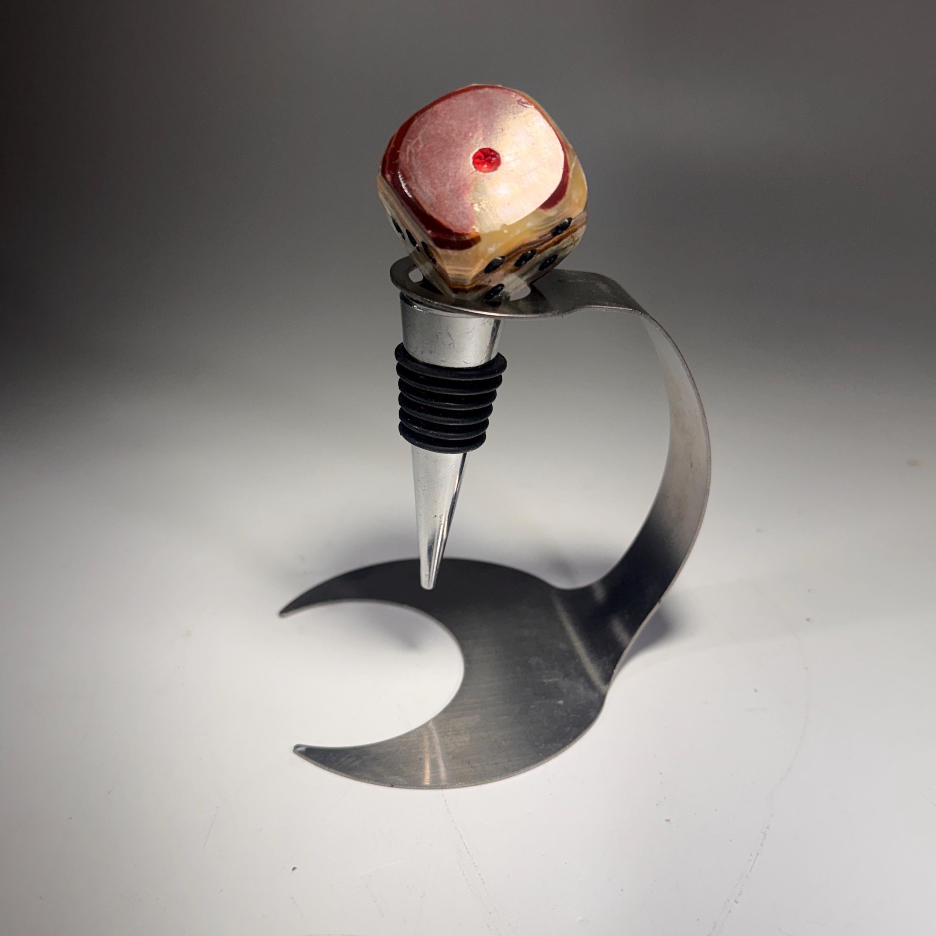 [shopname] - Crystal Bottle Stopper | Carved Onyx Die, rock decor