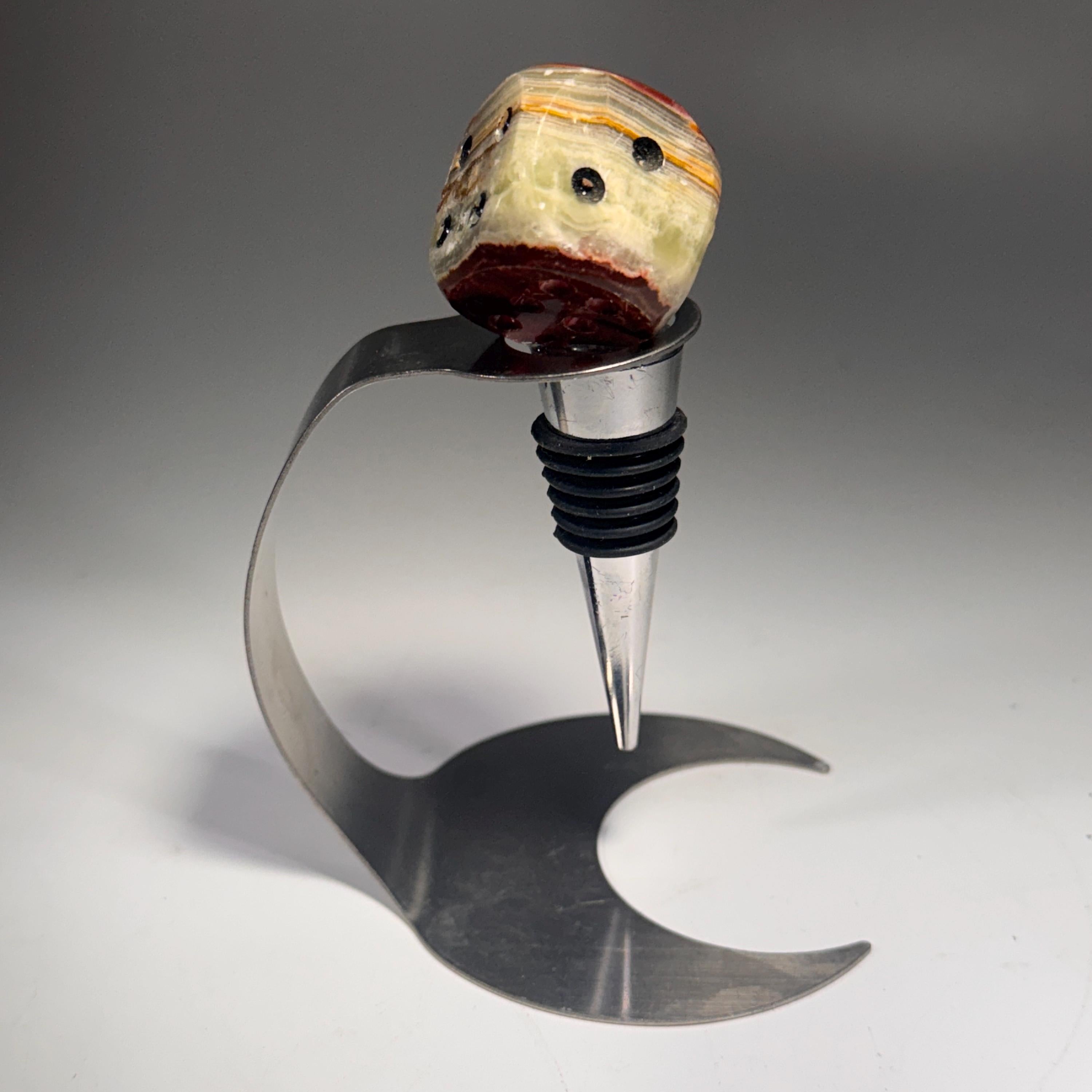 [shopname] - Crystal Bottle Stopper | Carved Onyx Die, rock decor