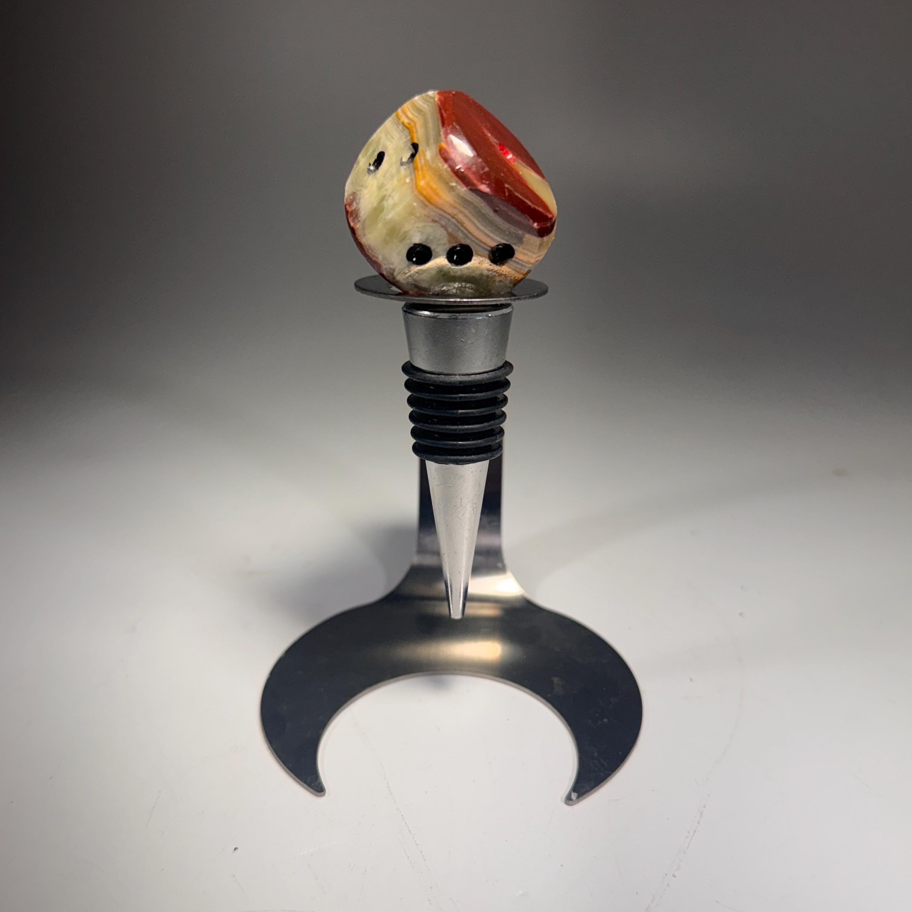 [shopname] - Crystal Bottle Stopper | Carved Onyx Die, rock decor
