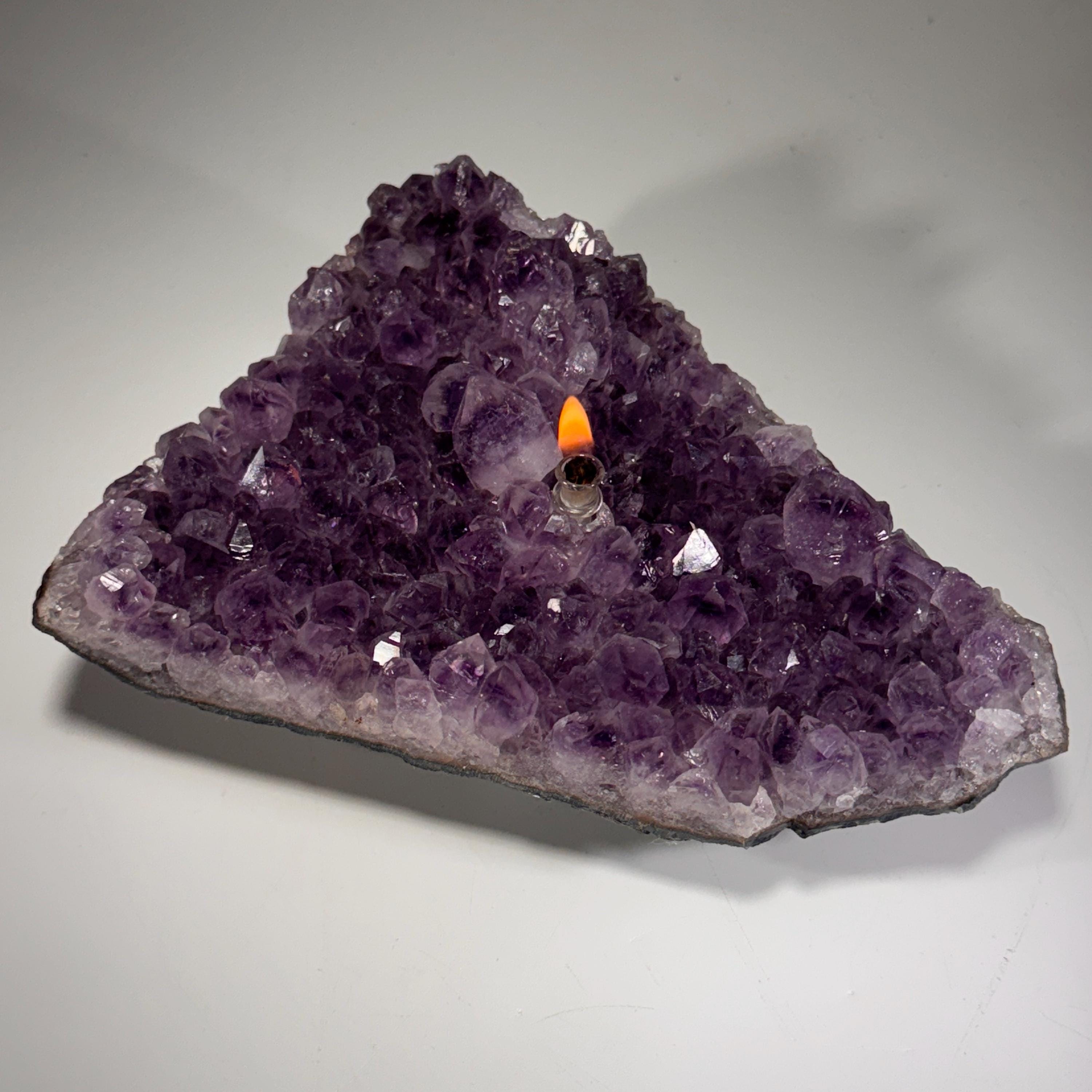 [shopname] - Rock oil lamp, Amethyst geode | Rustic Rock Home Decor, rock decor