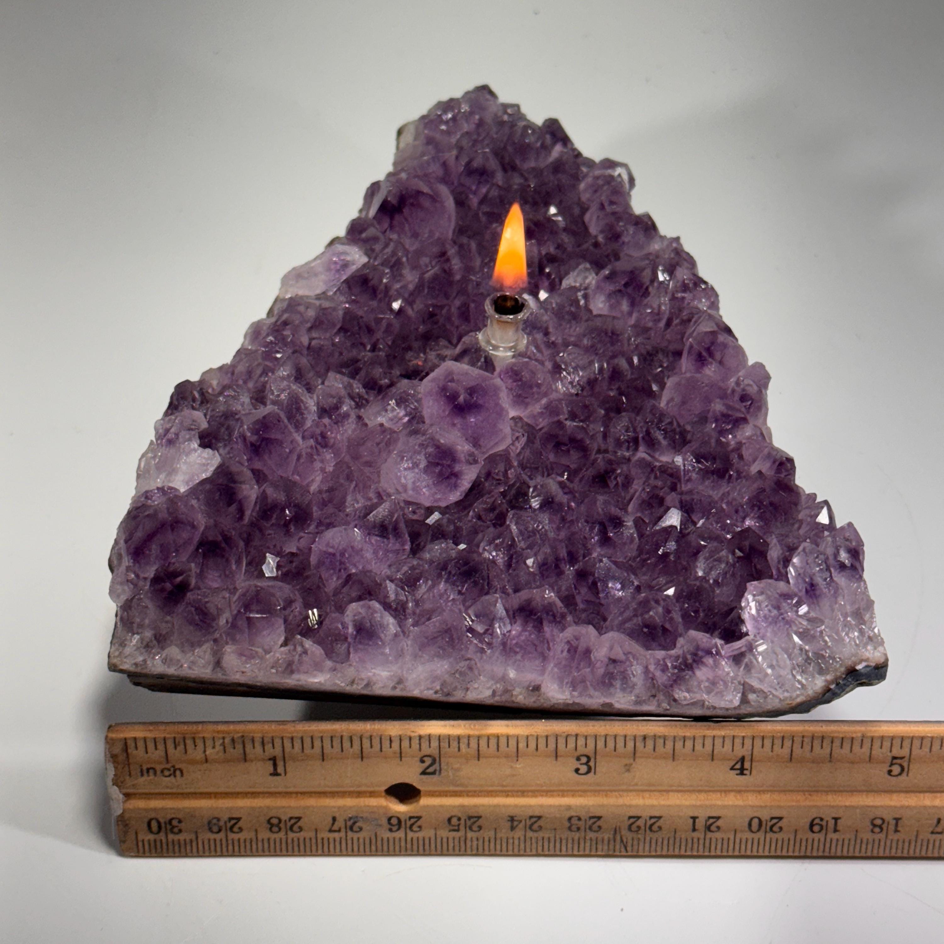 [shopname] - Rock oil lamp, Amethyst geode | Rustic Rock Home Decor, rock decor