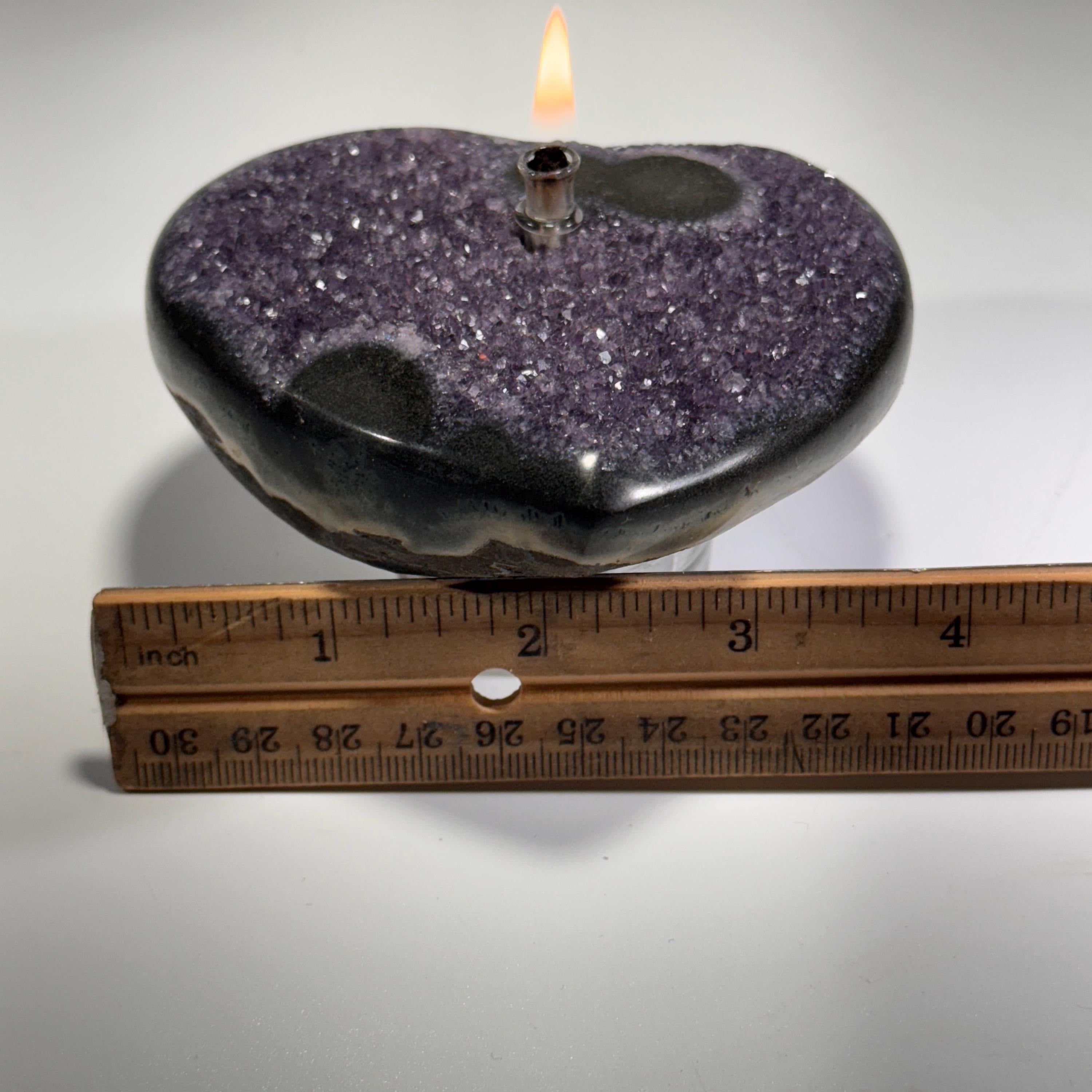 [shopname] - Amethyst Rock Candle, geode heart | Unique one-of-a-kind gift, rock decor