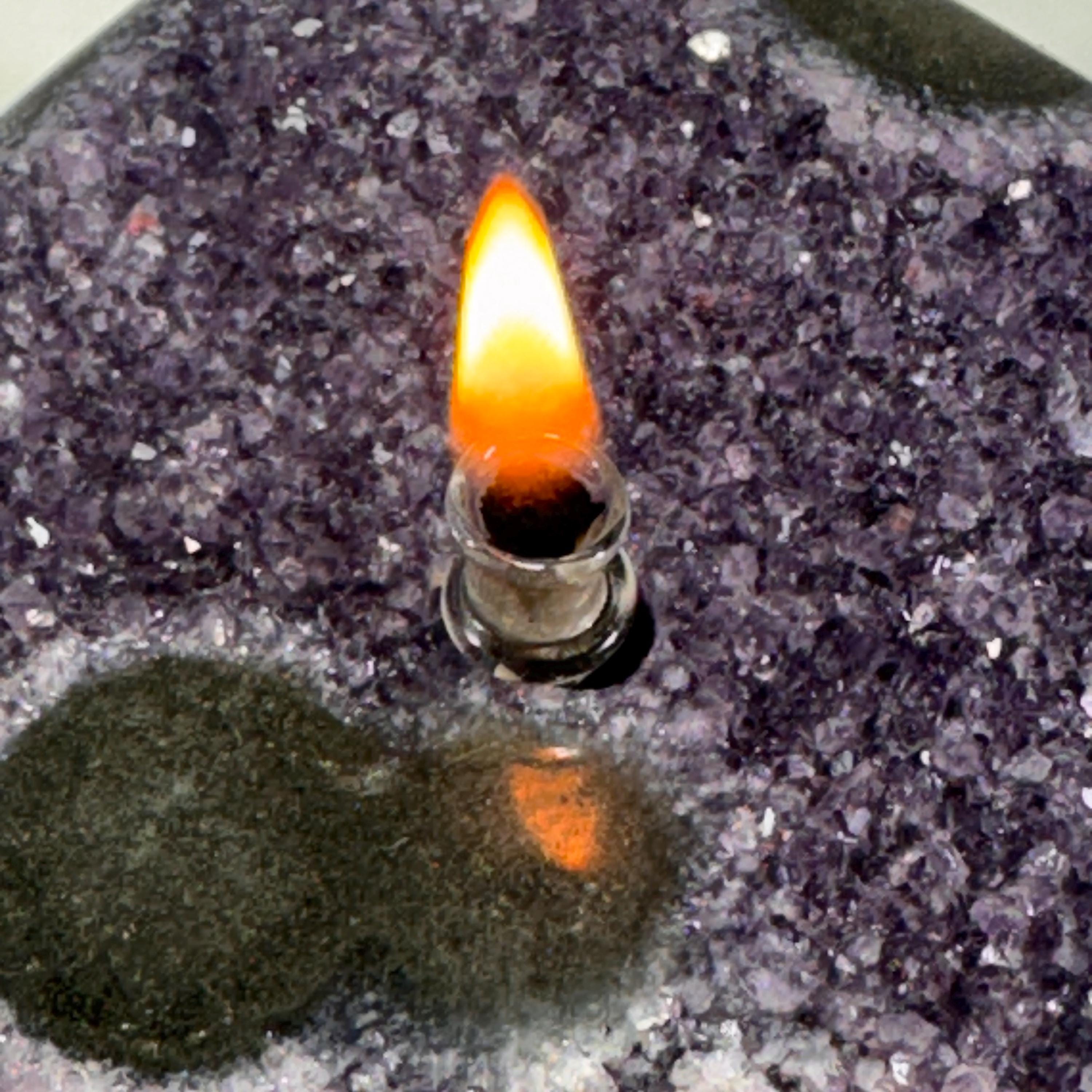 [shopname] - Amethyst Rock Candle, geode heart | Unique one-of-a-kind gift, rock decor