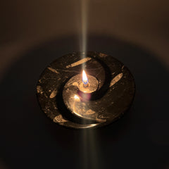 [shopname] - Rock oil Candle - Orthoceras fossil bowl | unique use of a Moroccan fossil, rock decor